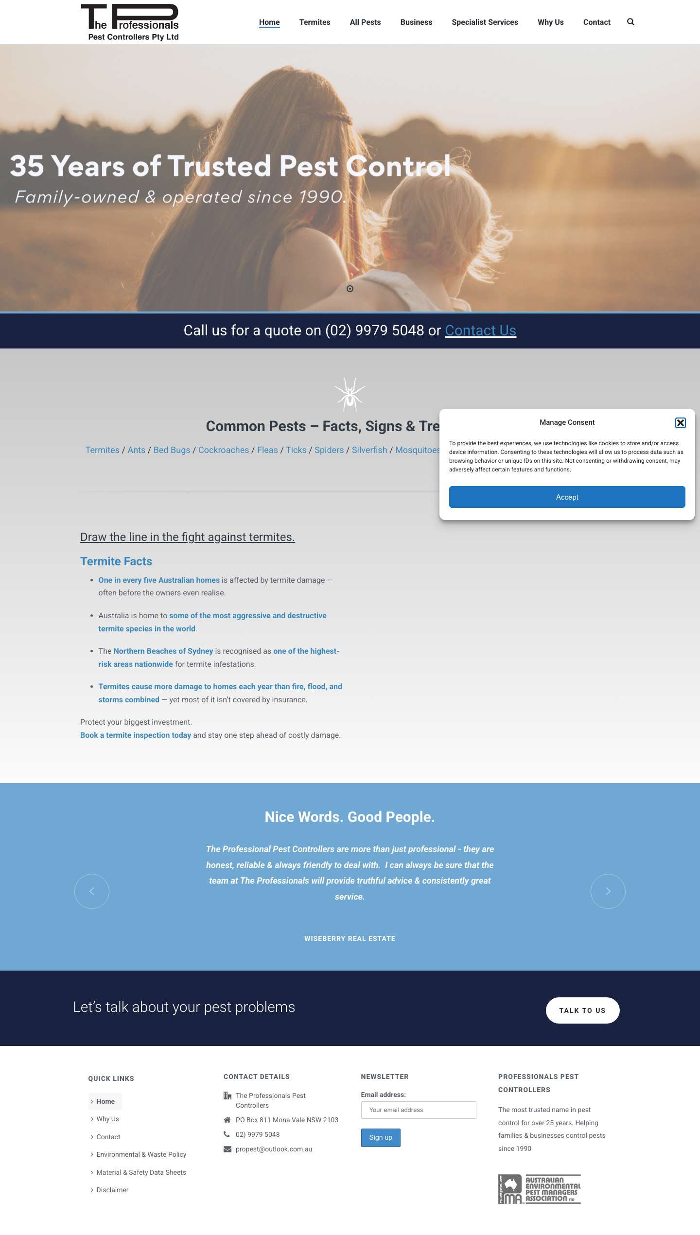 Northern Beaches Pest Control / The Original Pest Control - Full Screenshot