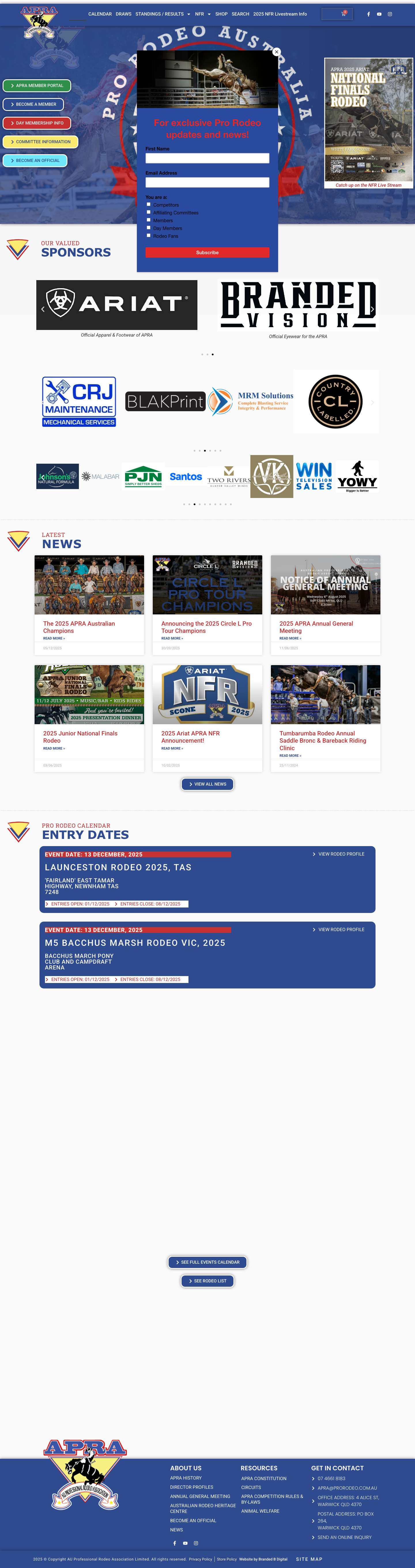Home - AU Professional Rodeo Association Limited - Full Screenshot