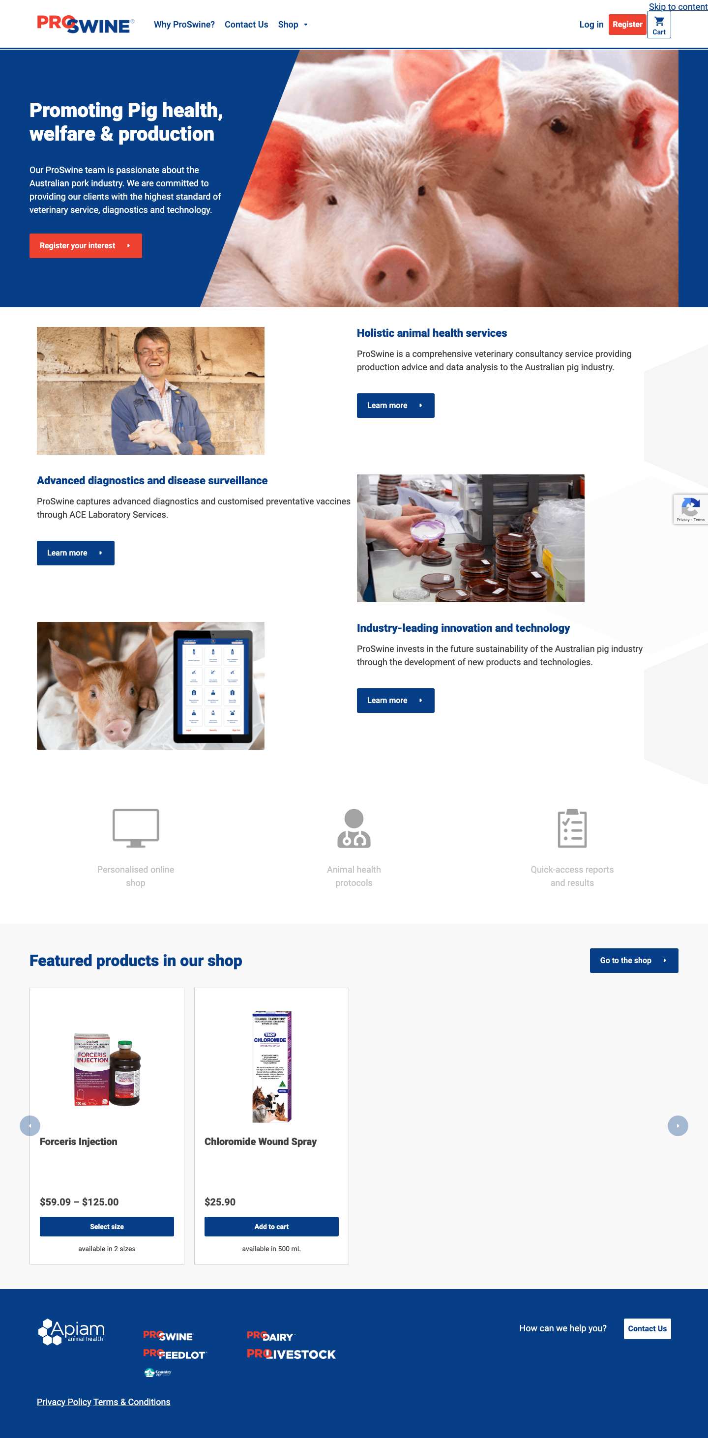 Apiam Direct Online Ordering - ProSwine - Full Screenshot