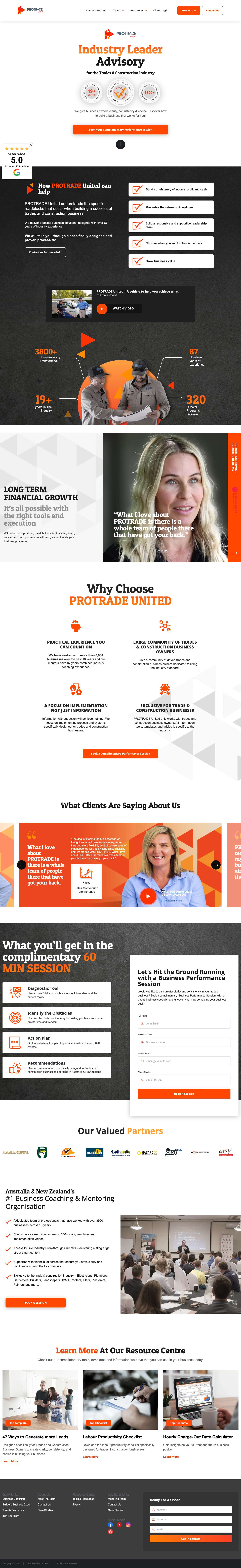 Tradie Business Coach - PROTRADE United - Full Screenshot