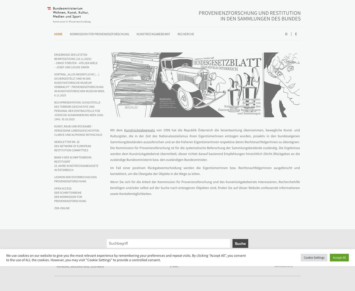 PROVENIENZFORSCHUNG UND RESTITUTION IN DEN SAMMLUNGEN DES BUNDES - Full Screenshot