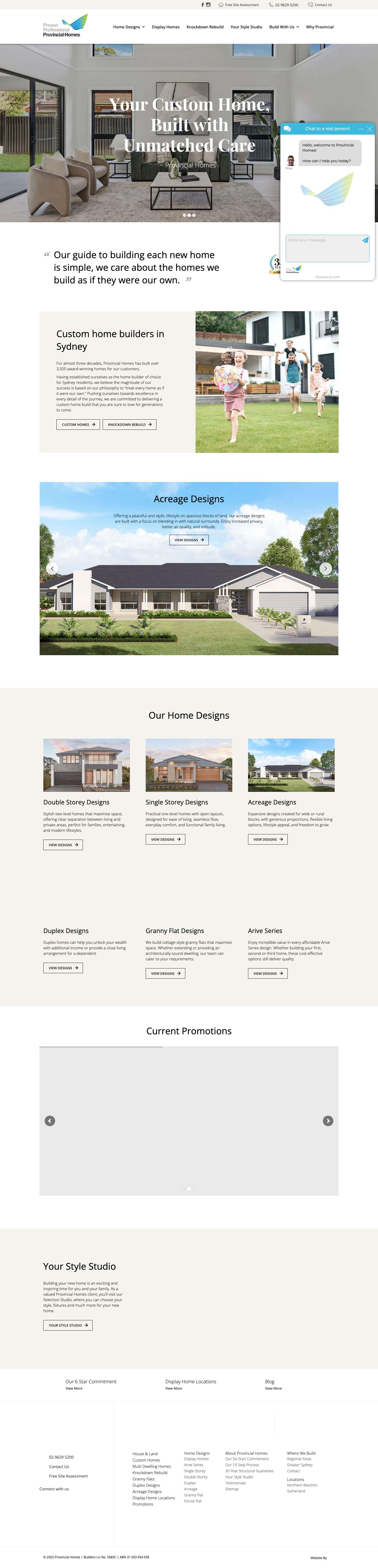 Custom Home Builder in Sydney | Provincial Homes - Full Screenshot
