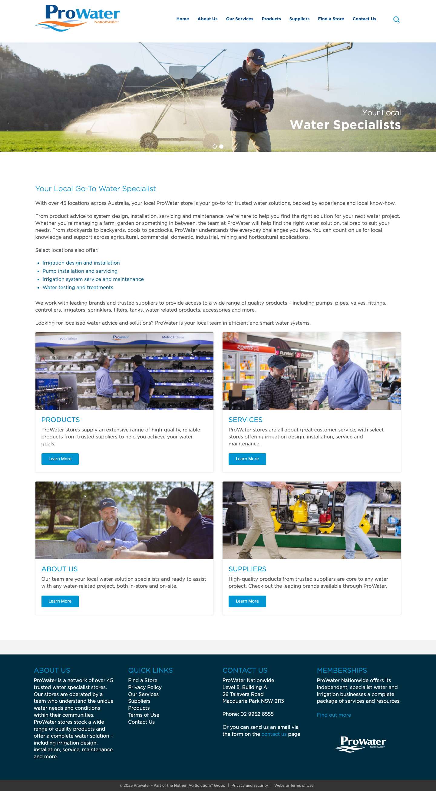 ProWater | Trusted Water Specialists & Service Australia-Wide - Full Screenshot