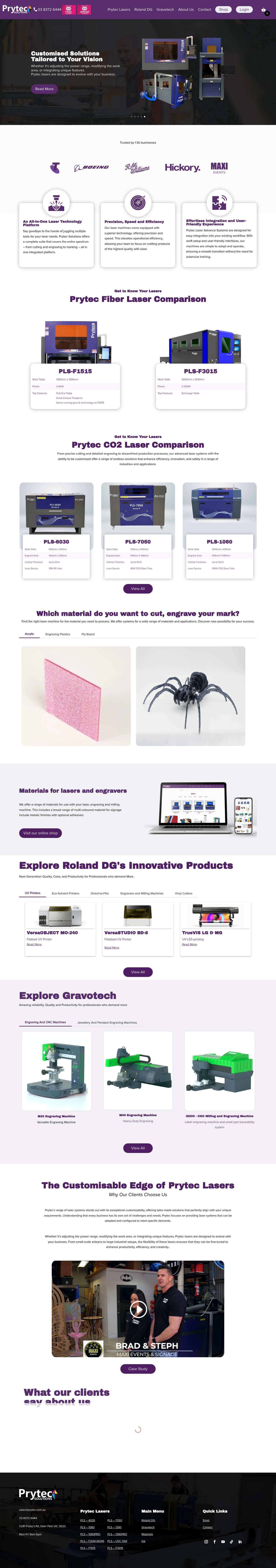 Prytec Solutions | Australian-Made Laser Cutting, Engraving & Custom Machinery - Prytec Solutions - Full Screenshot