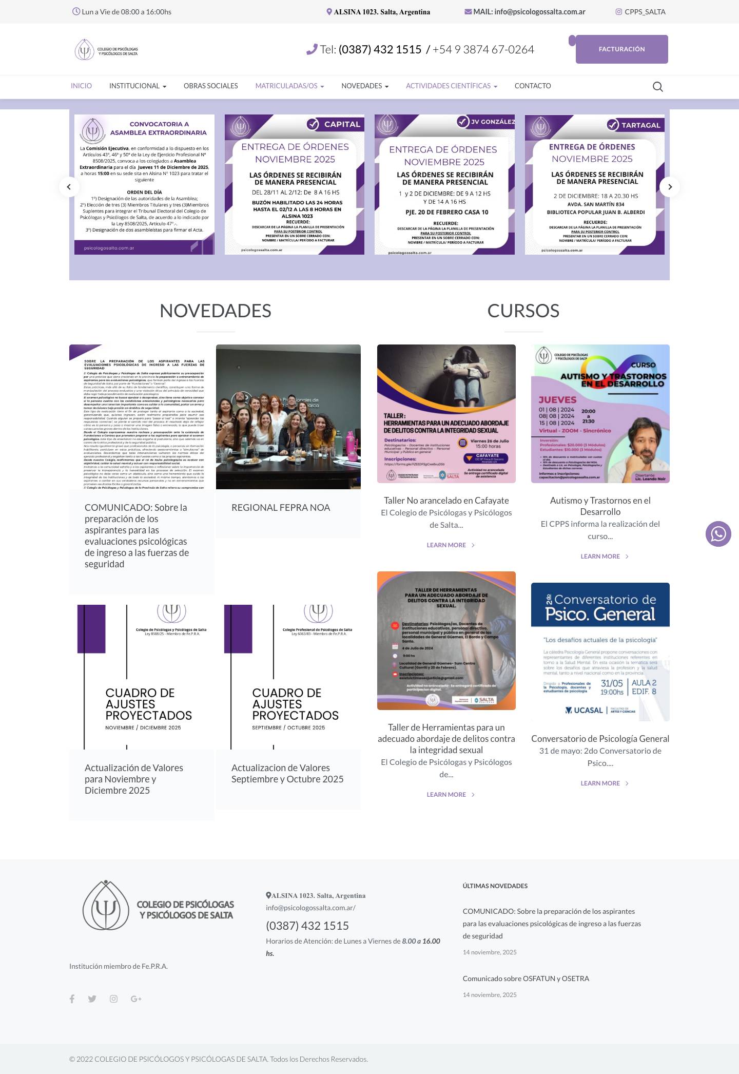 CPPS – Colegio Profesional de Psicólogos de Salta - Full Screenshot