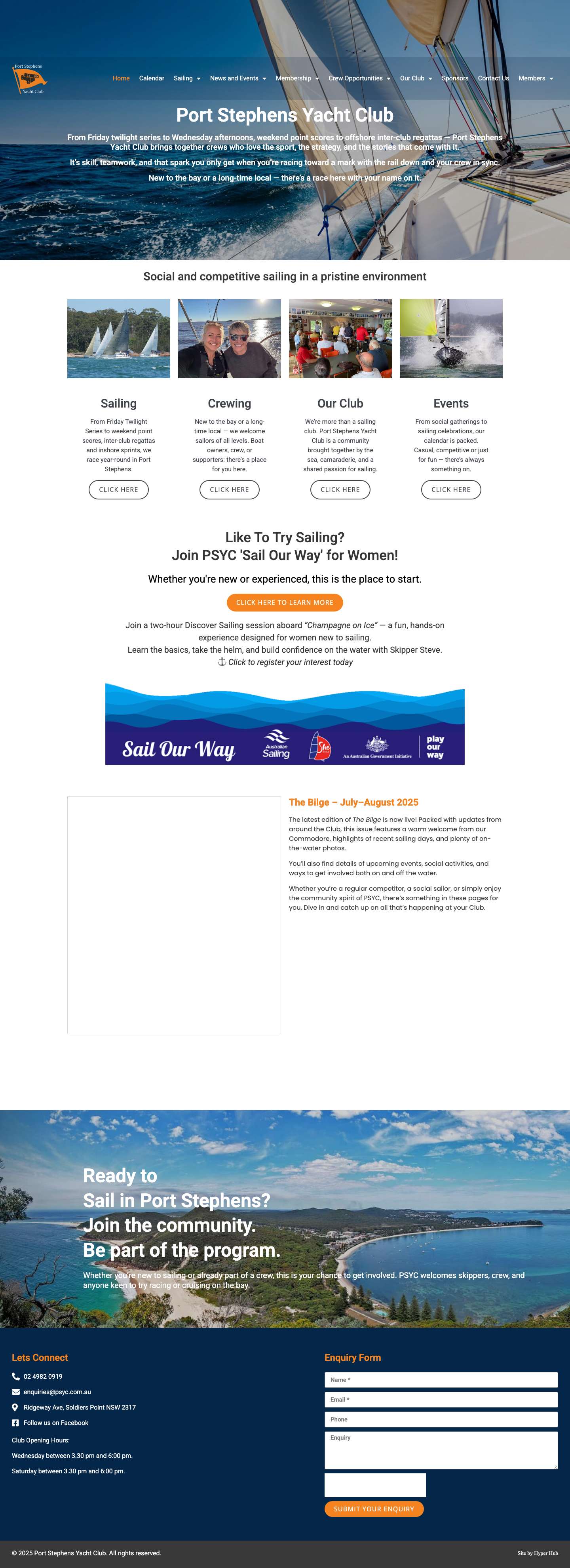 Social & Competitive Sailing Club - Port Stephens Yacht Club - Full Screenshot
