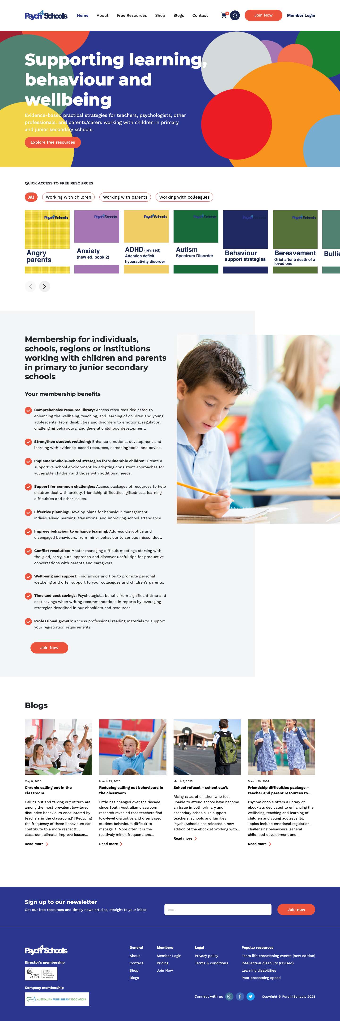 Psych4Schools - Support for staff in schools - Full Screenshot