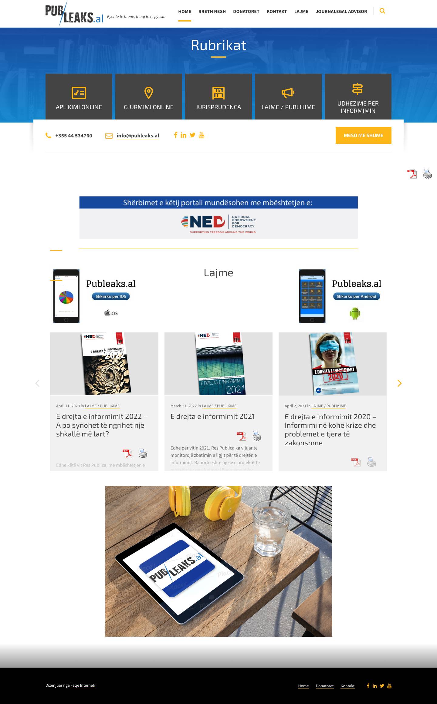 Miresevini ne Publeaks Shqiperi - Welcome in Publeaks Albania - Publeaks.al Platforma për të drejtën e Informimit - Full Screenshot