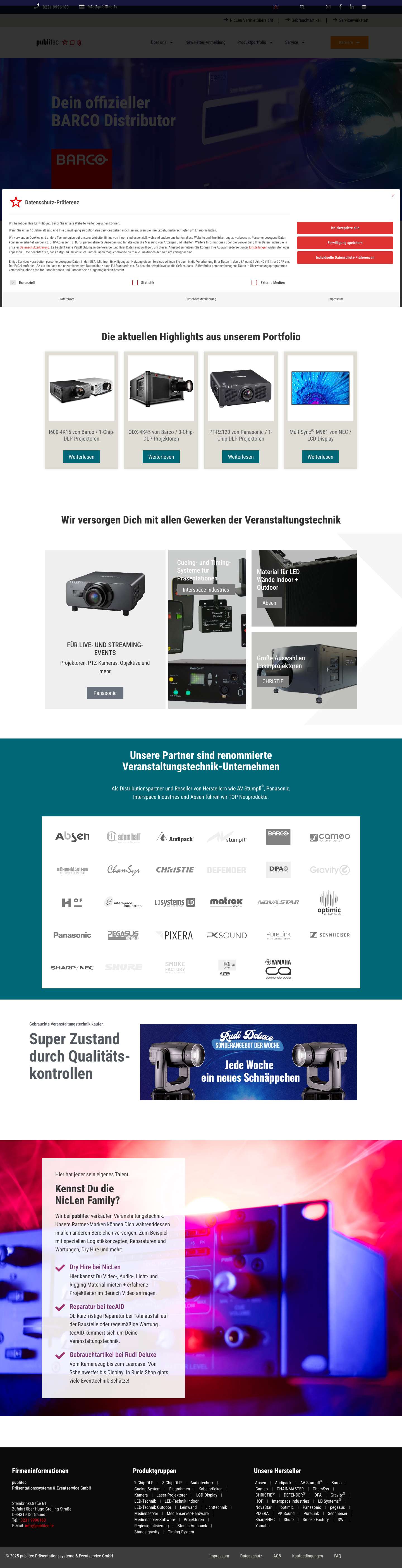 Eventtechnik kaufen bei publitec | Video, Licht, Ton, Rigging - Full Screenshot