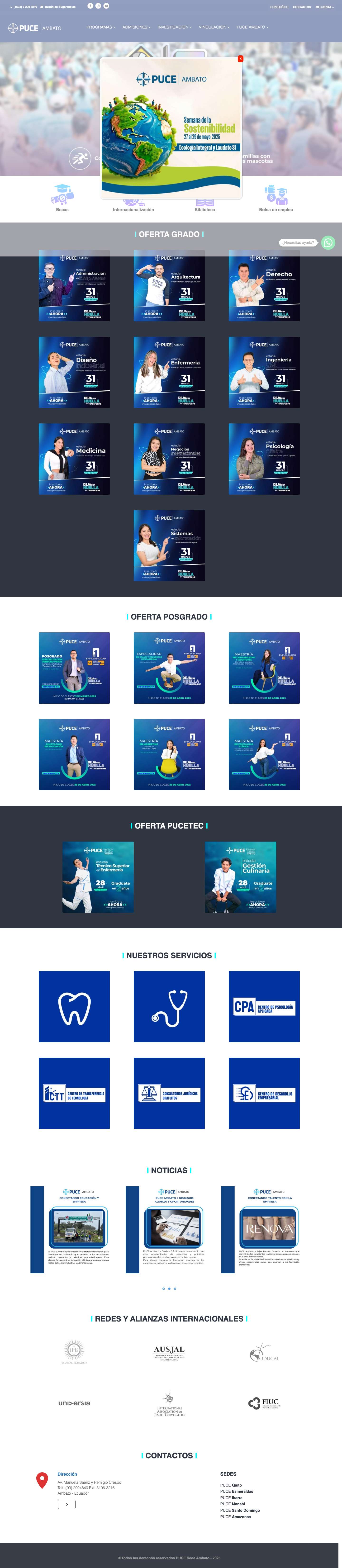 PUCESA - PUCE Sede AmbatoCentro de textoWhatsApp - Full Screenshot