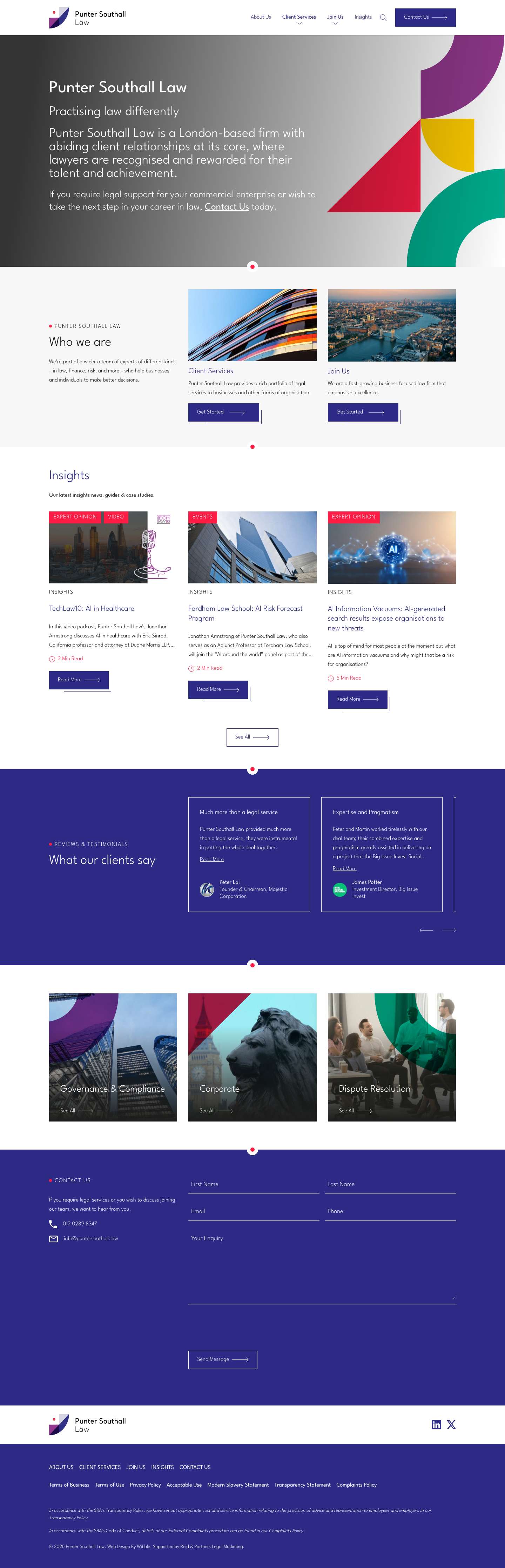 Punter Southall Law | Corporate Solicitors | London - Full Screenshot