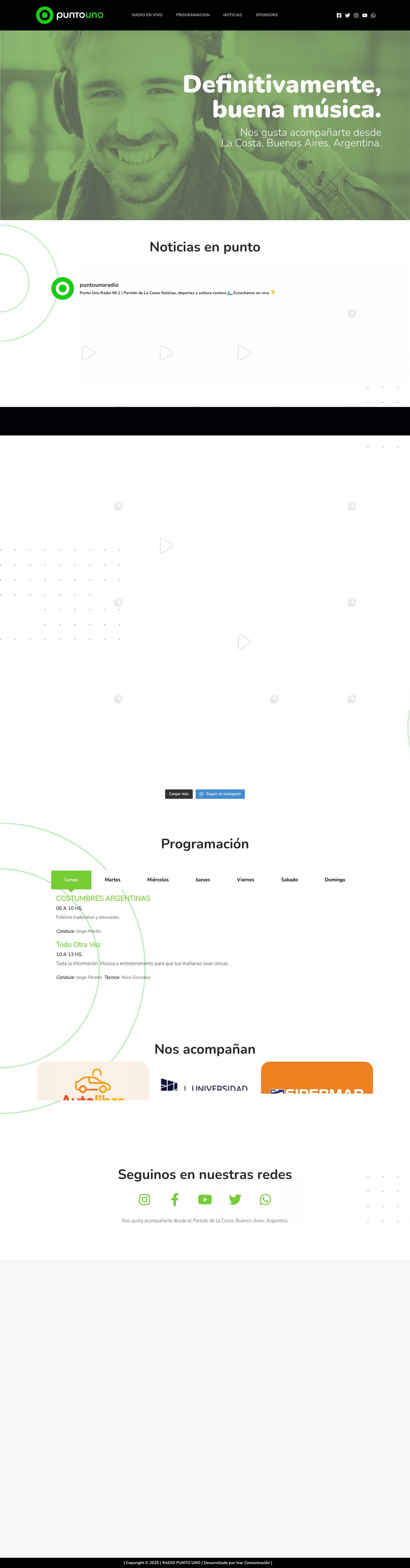 RADIO PUNTO UNO – Definitivamente, buena música. - Full Screenshot