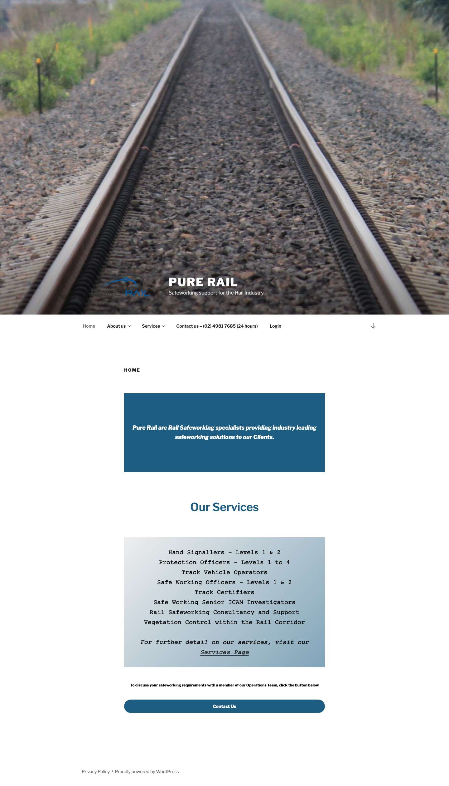 Pure Rail – Safeworking support for the Rail Industry - Full Screenshot