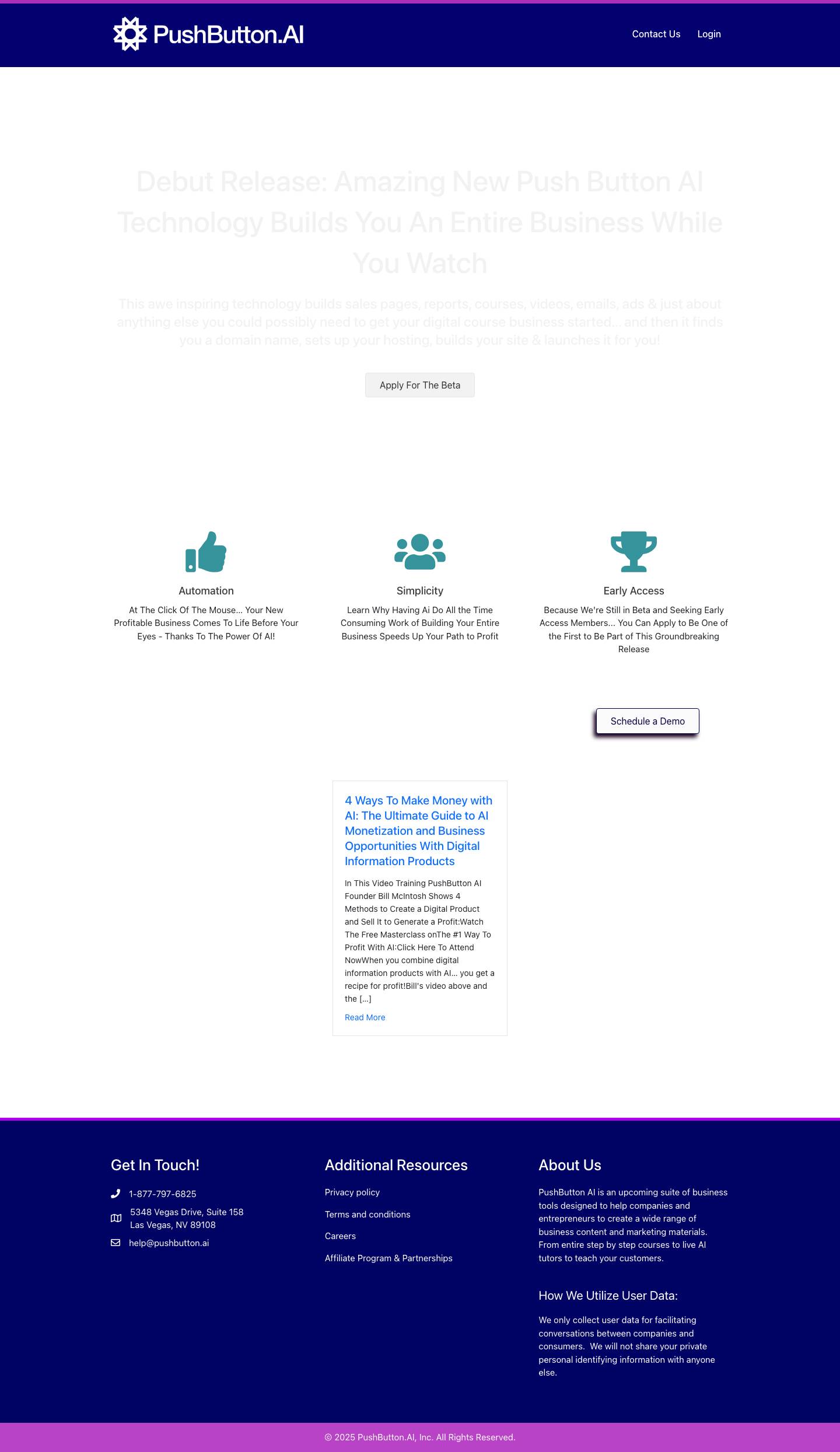 PushButton.AI - Full Screenshot