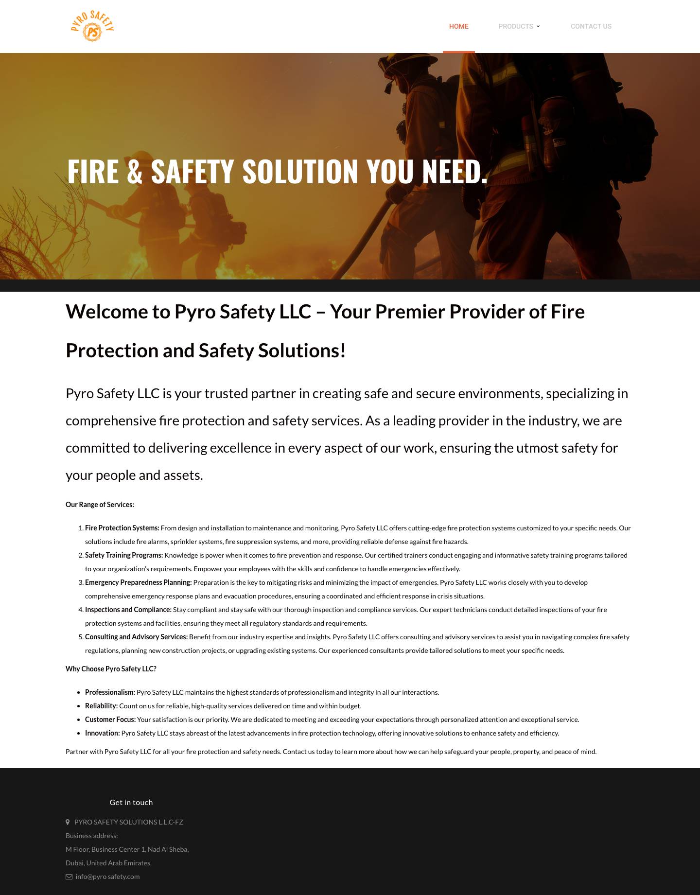 Pyro Safety LLC – Fire & Safety Solution You Need. - Full Screenshot