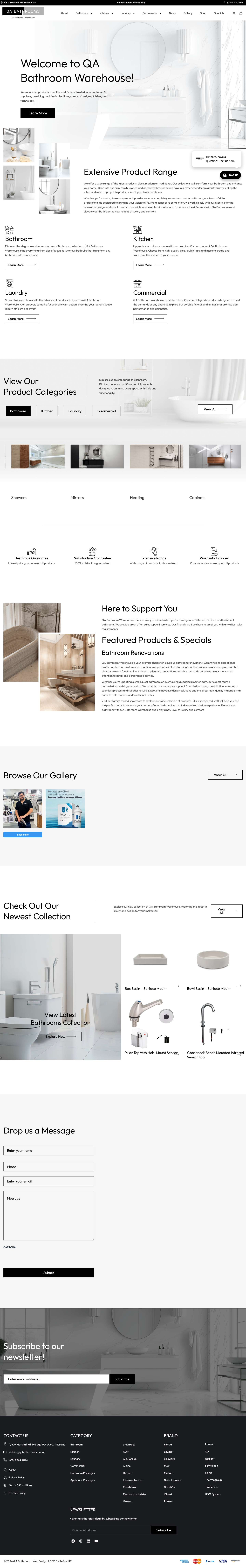 Bathroom Warehouse Malaga | Home | QA Bathroom Warehouse - Full Screenshot