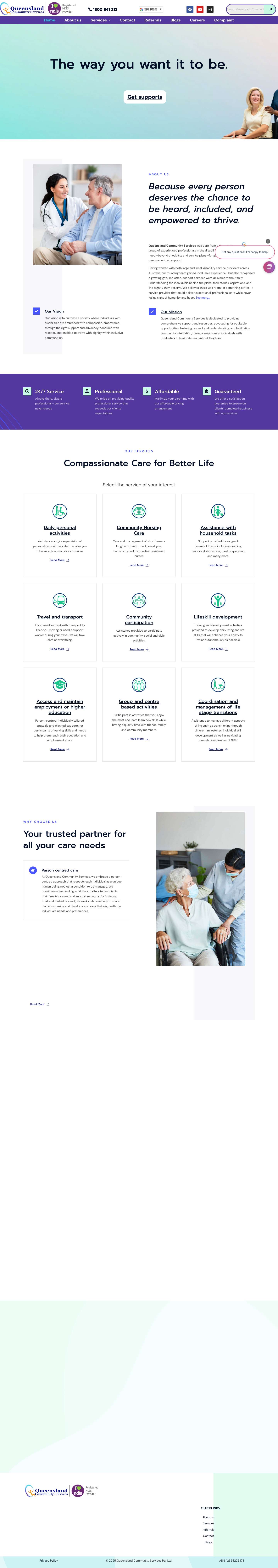 Home - Queensland Community Services - Full Screenshot