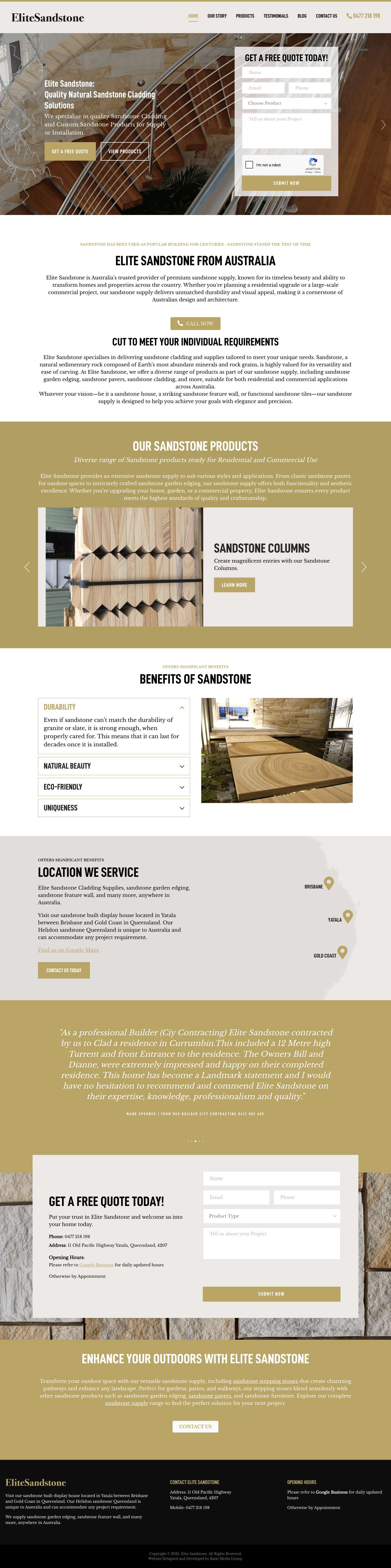 Elite Sandstone Cladding & Custom Sandstone | Gold Coast - Full Screenshot