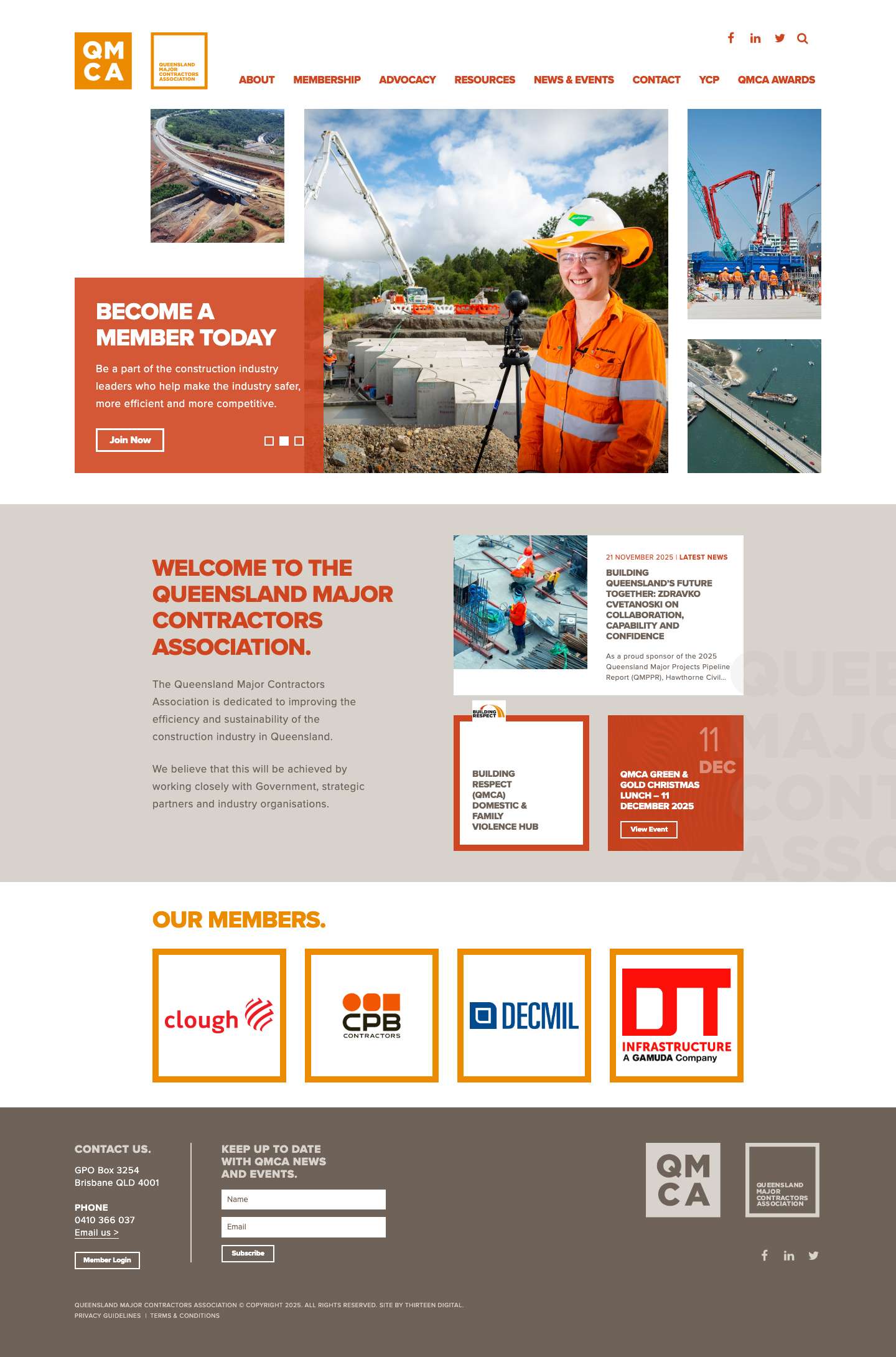 Queensland Major Contractors Association - Home - Full Screenshot