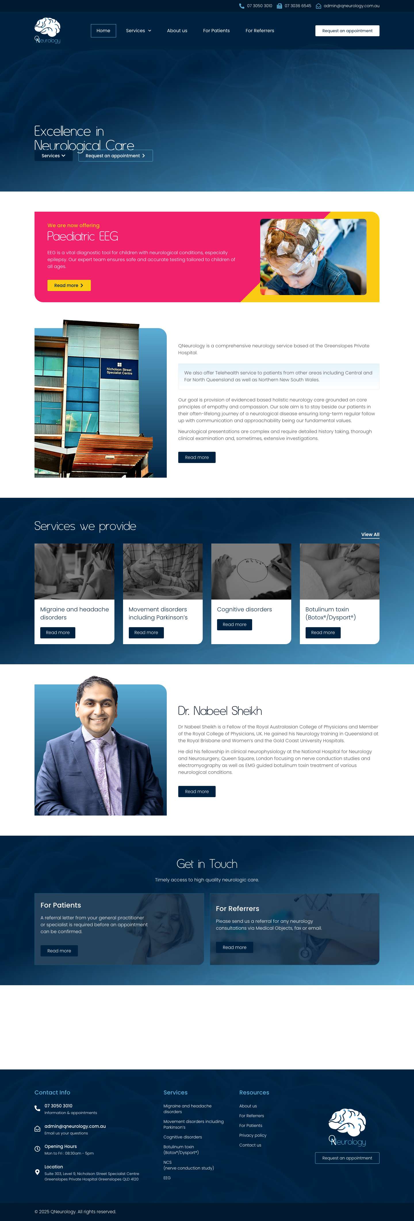 QNeurology | Expert Neurology Care in Brisbane - Full Screenshot