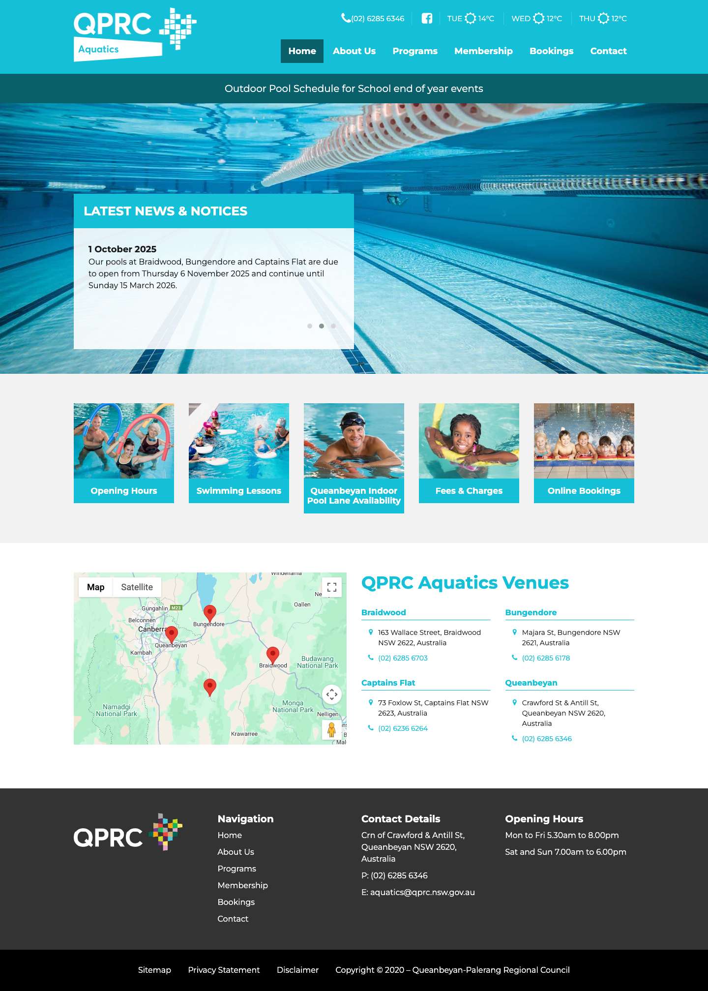 Queanbeyan-Palerang Regional Council Aquatics - Full Screenshot