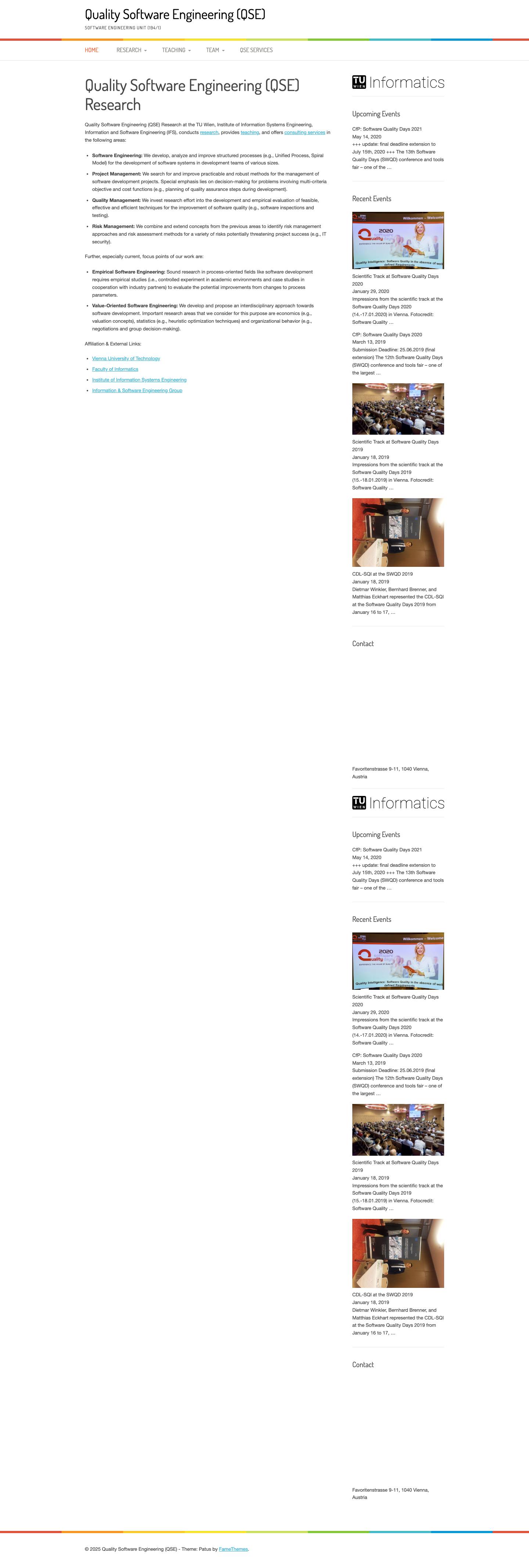 Quality Software Engineering (QSE) – Software Engineering Unit (194/1) - Full Screenshot