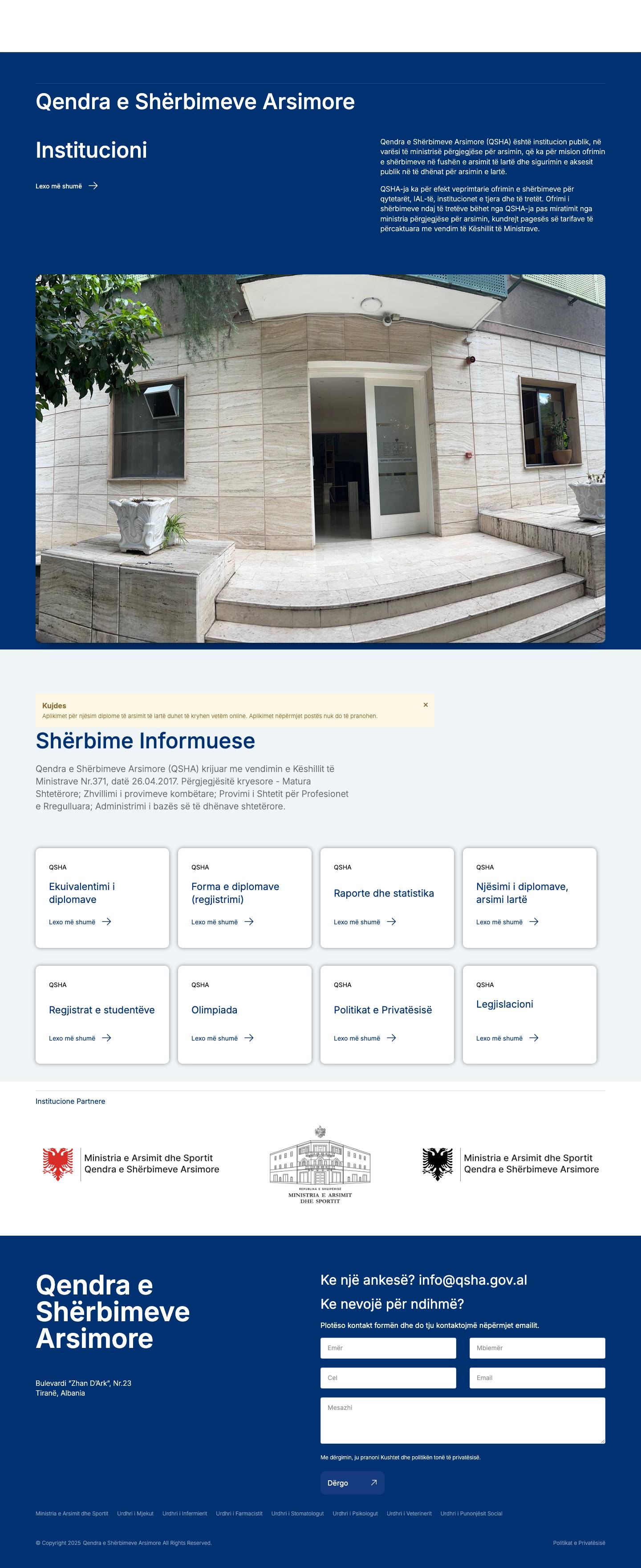 QSHA – Qendra e Shërbimeve Arsimore - Full Screenshot