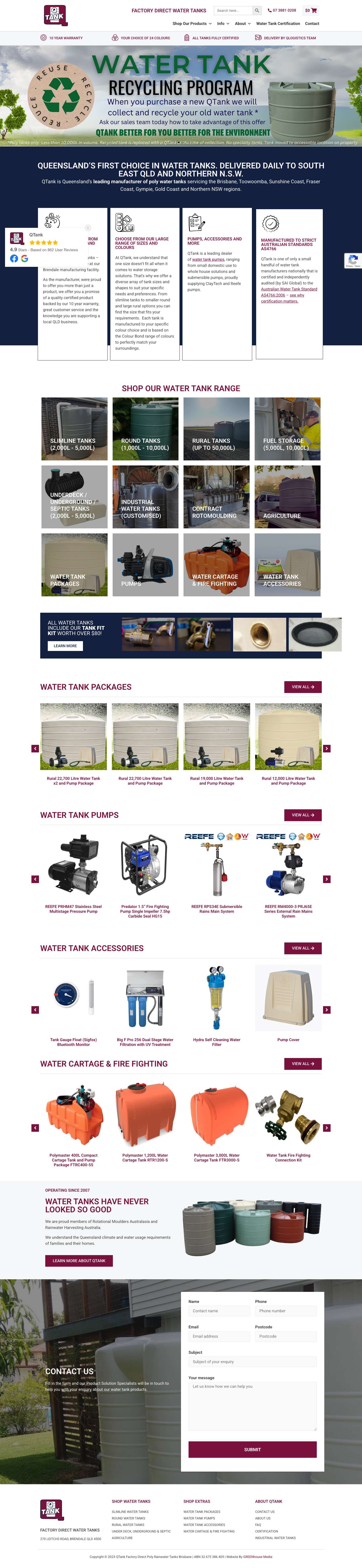 Poly Rainwater Tanks - 10 Yr Warranty Buy Factory Direct & Save - Full Screenshot