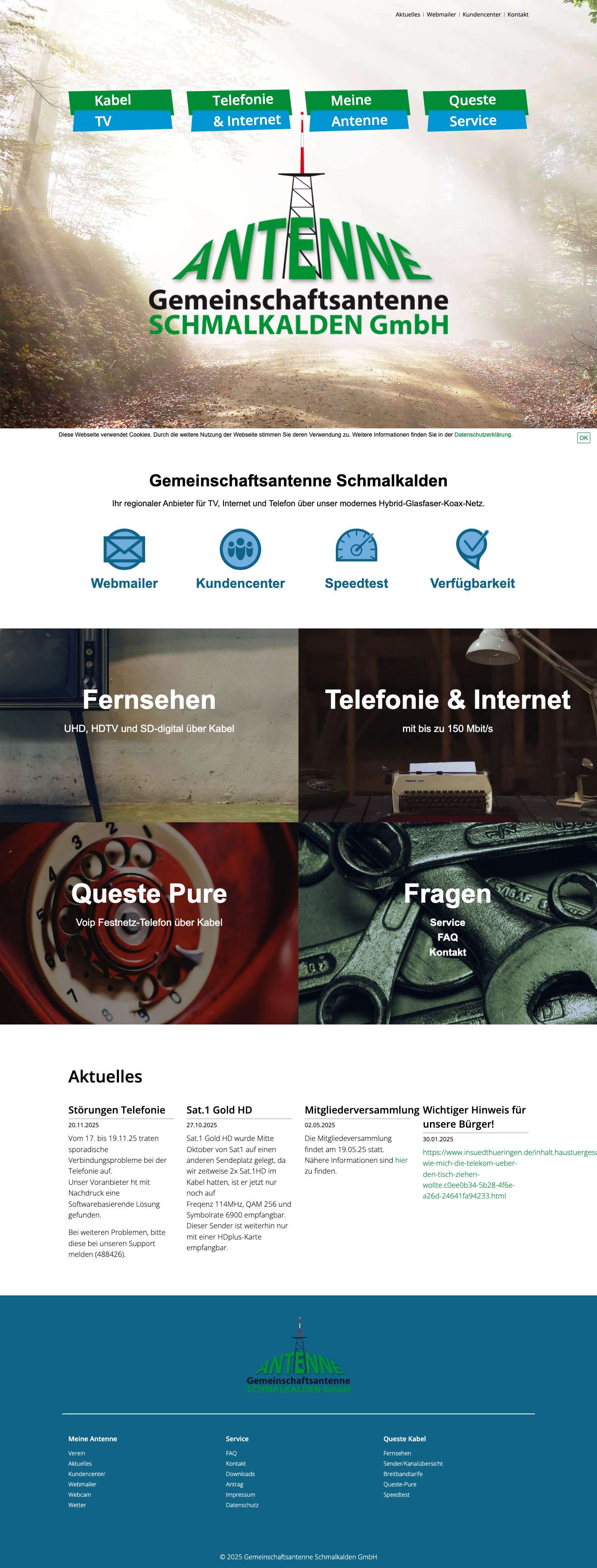 Gemeinschaftsantenne Schmalkalden e.V. - Full Screenshot