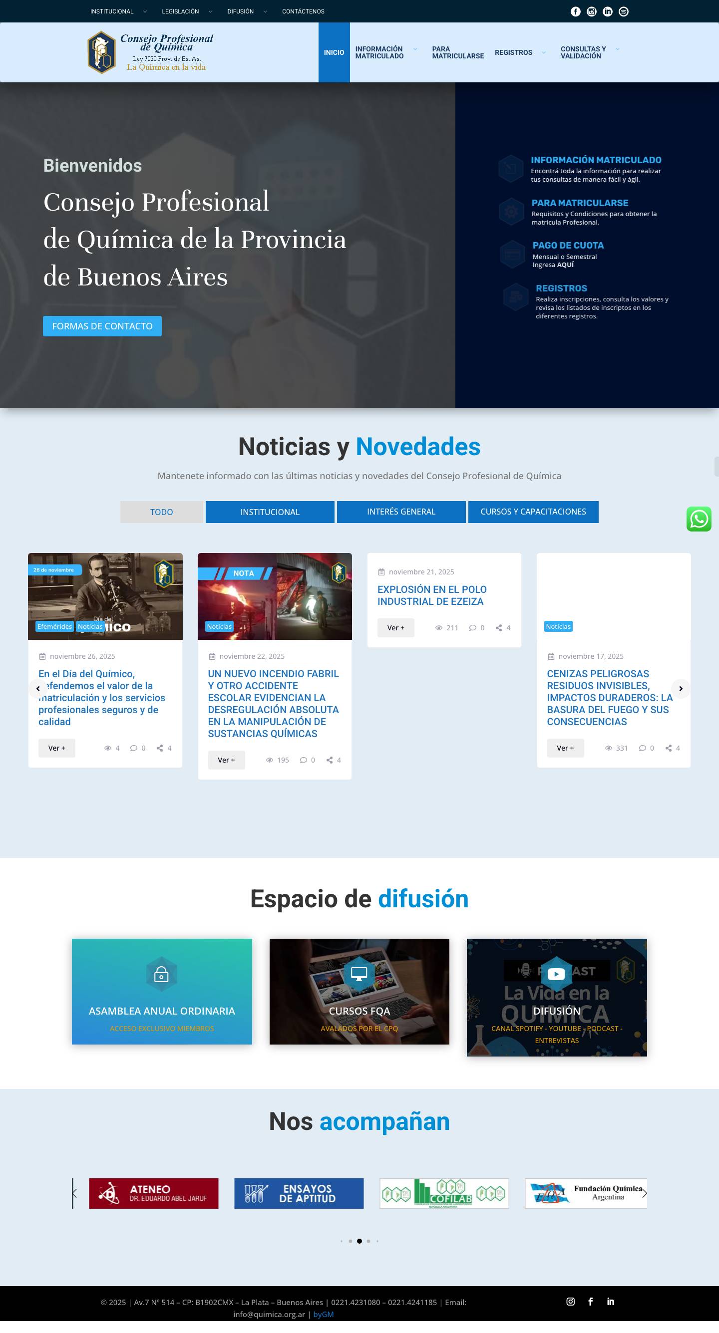 Home - CONSEJO PROFESIONAL DE QUÍMICA DE LA PROVINCIA DE BUENOS AIRES - Full Screenshot