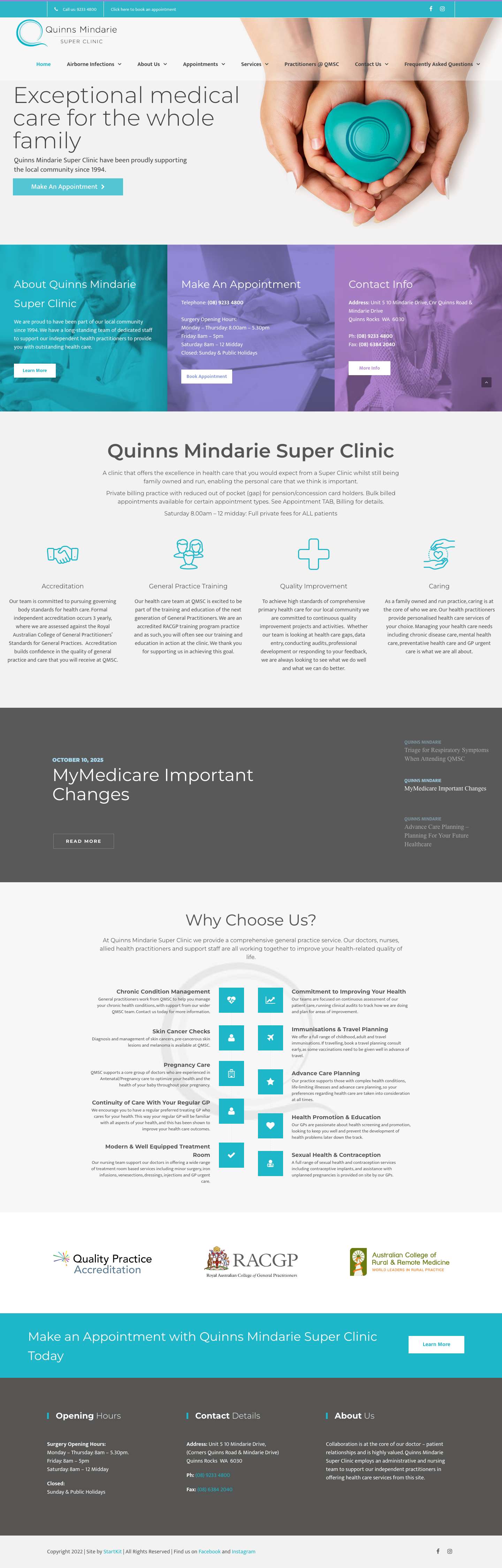 Quinns Mindarie Super Clinic | Quinns Medical Centre - Full Screenshot