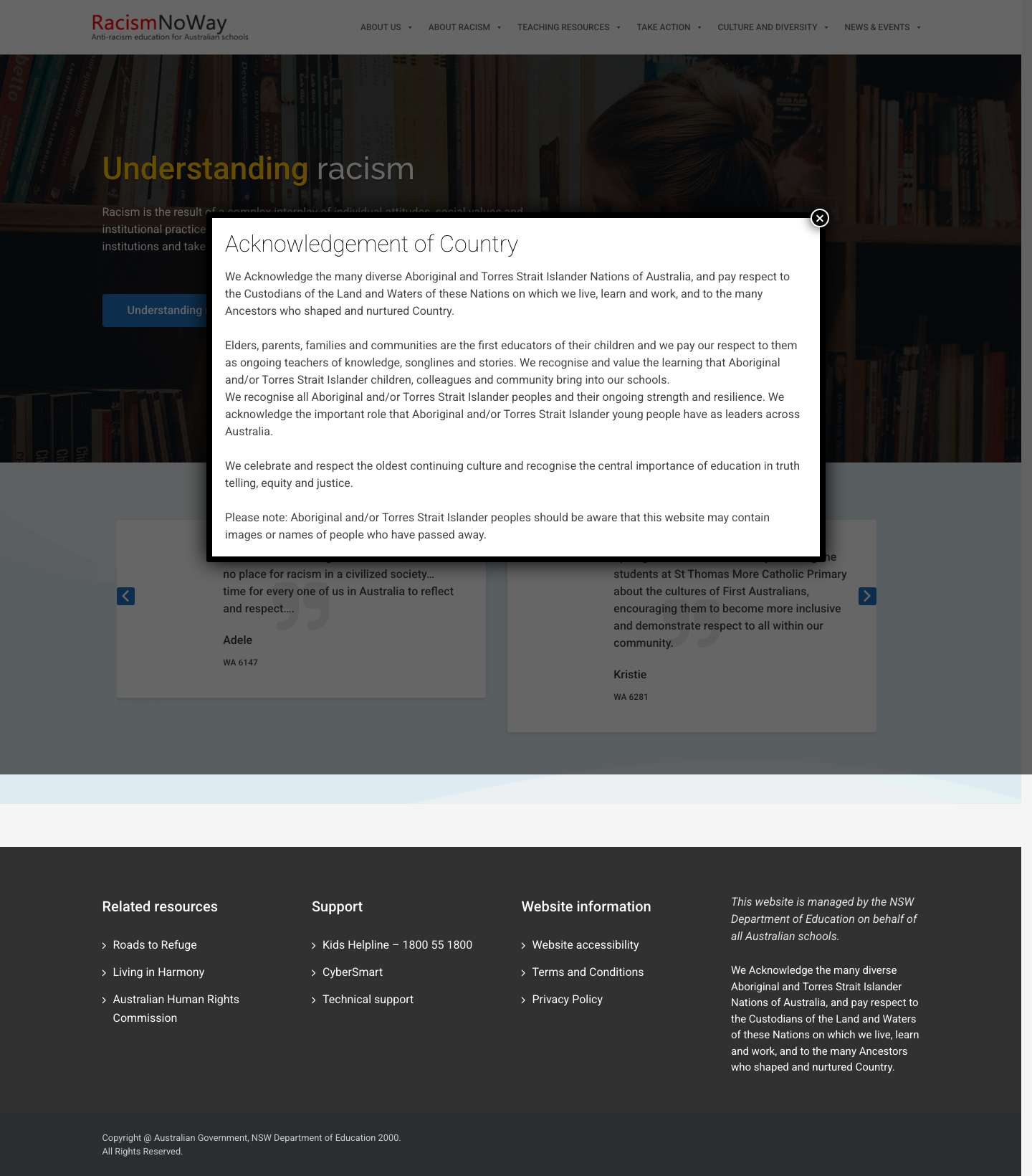 Racism. No Way: Anti-racism education for Australian schools - Full Screenshot