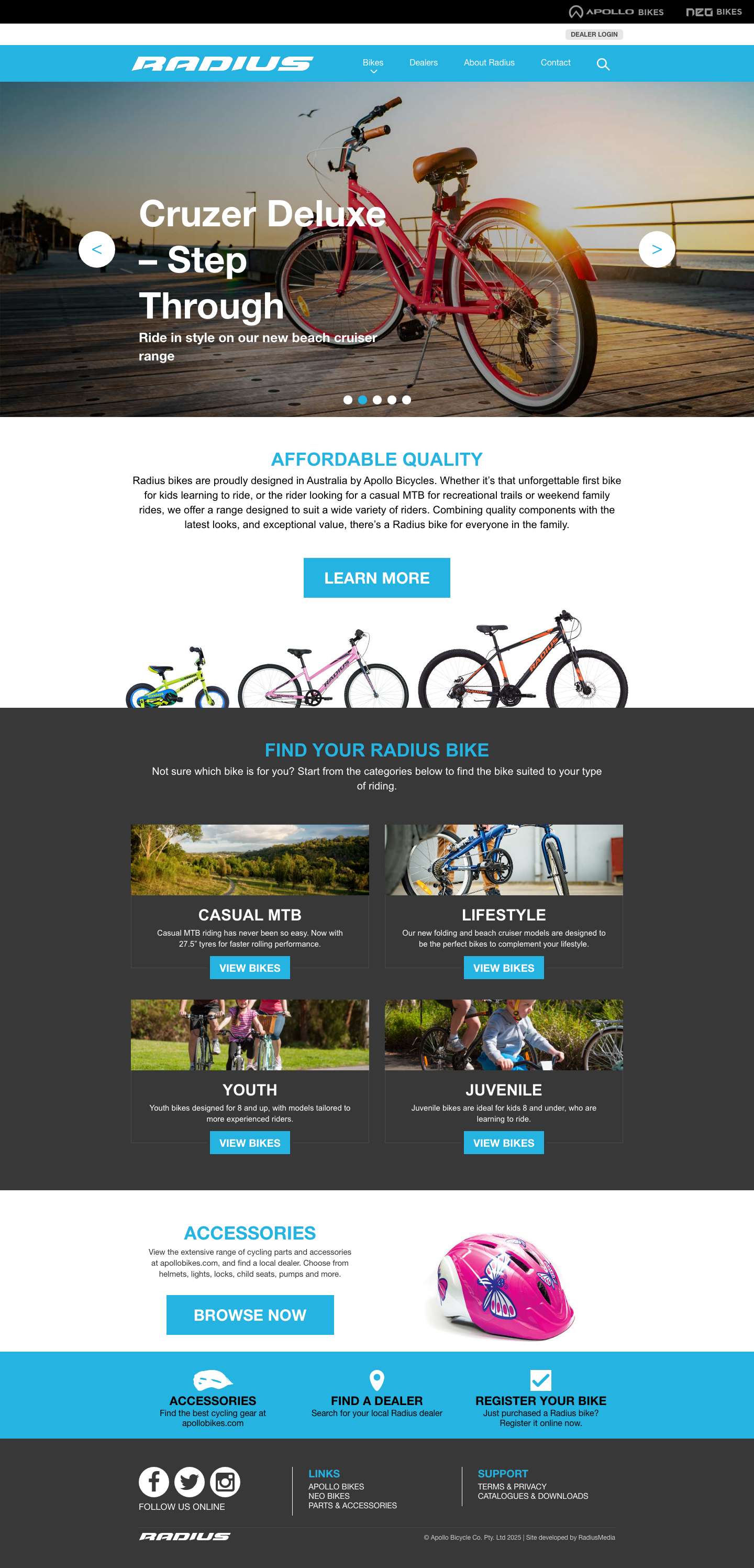 Radius Bikes | Urban bikes, Casual MTB, Comfort Bikes, Kids Bikes - Full Screenshot