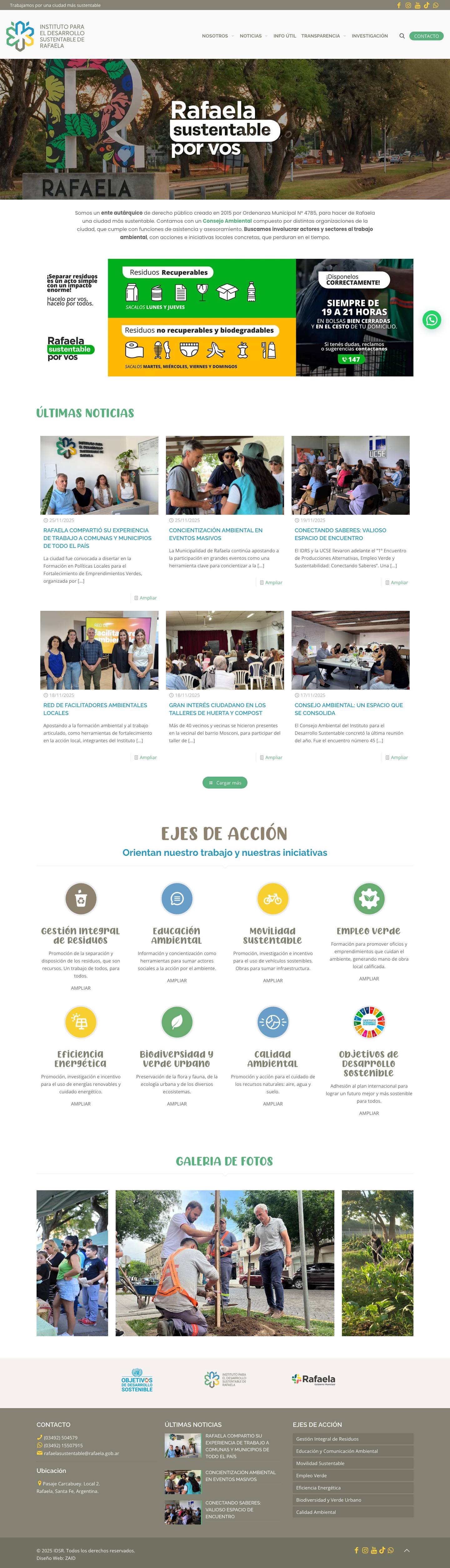 RAFAELA SUSTENTABLE – IDSR – Instituto para el Desarrollo Sustentable de Rafaela necesita del aporte de todos para crecer. - Full Screenshot