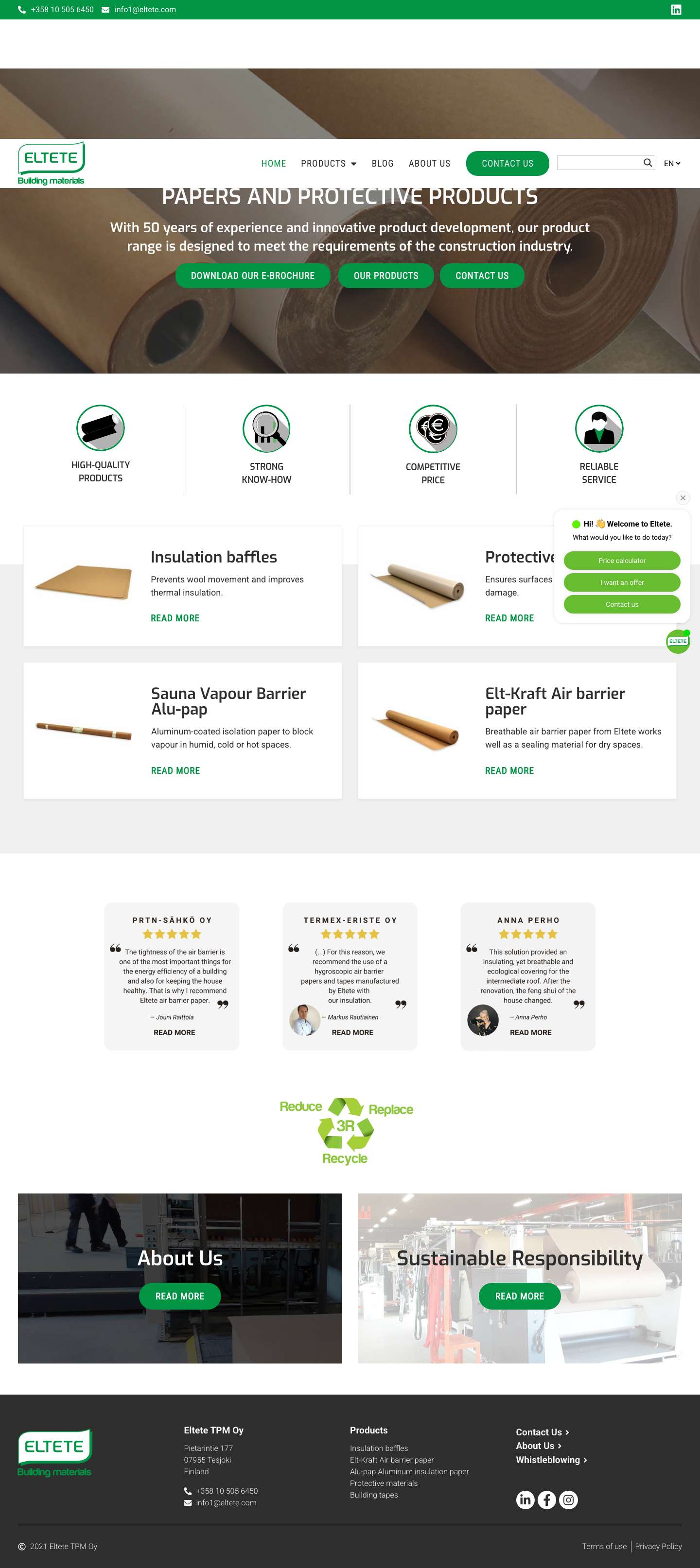 Manufacturer of carton based building papers and protective products - Full Screenshot