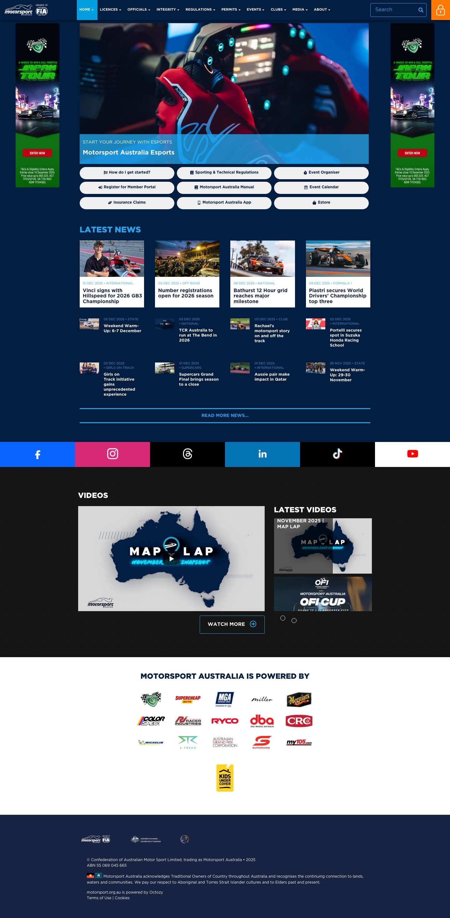 Home - Motorsport Australia - Full Screenshot