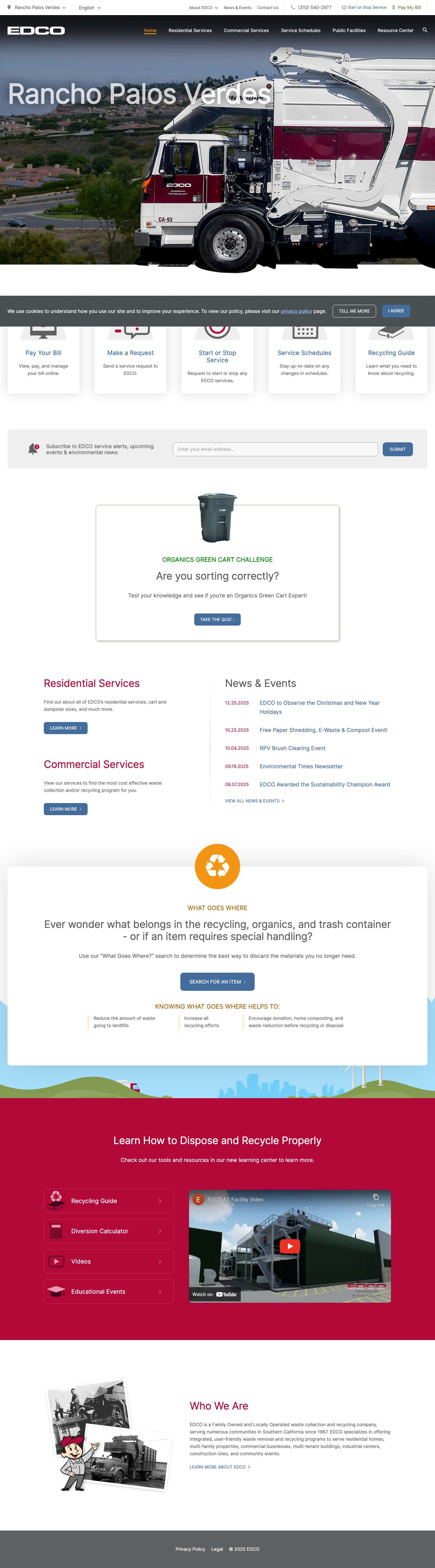 Residential and Commercial Waste - EDCO Rancho Palos Verdes - Full Screenshot