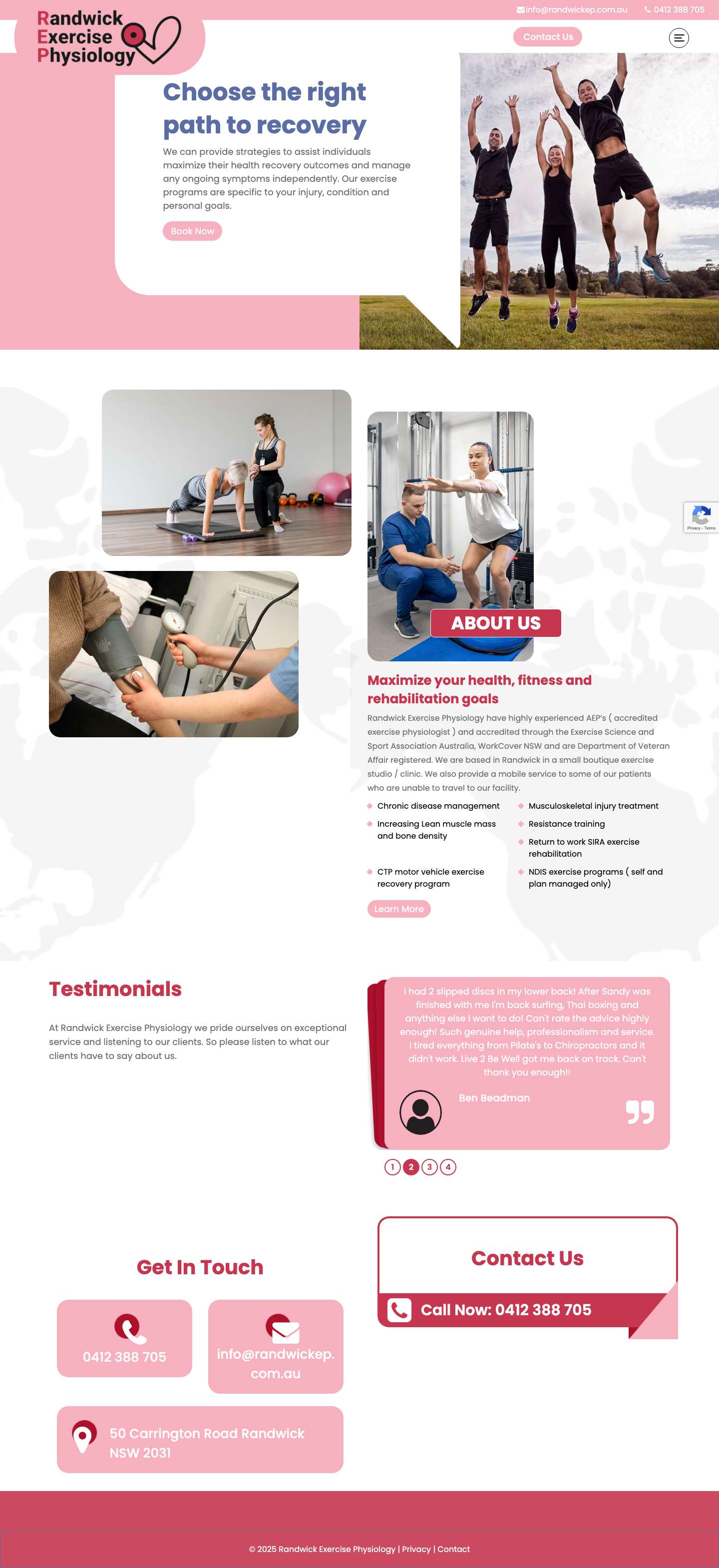 Randwick Exercise Physiology - - Full Screenshot