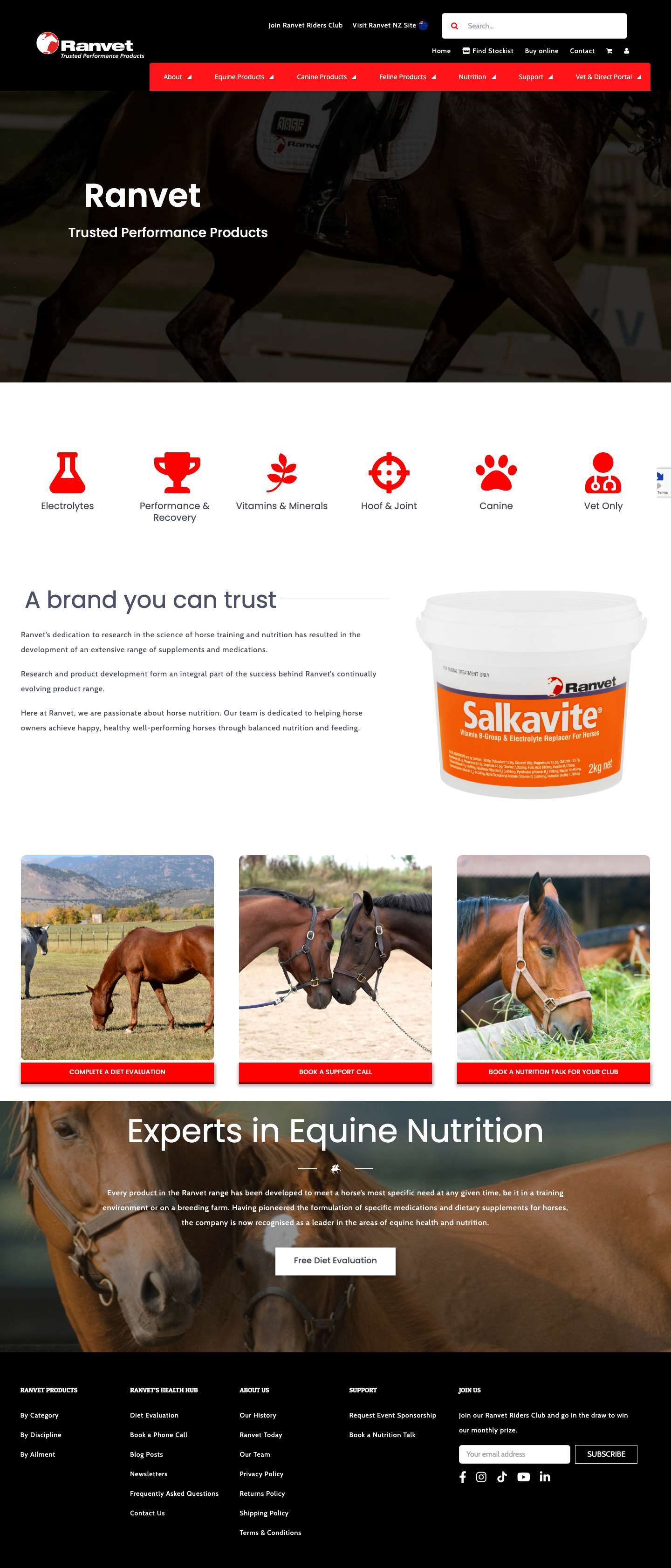 Ranvet | The World Leader in Equine Nutrition - Full Screenshot