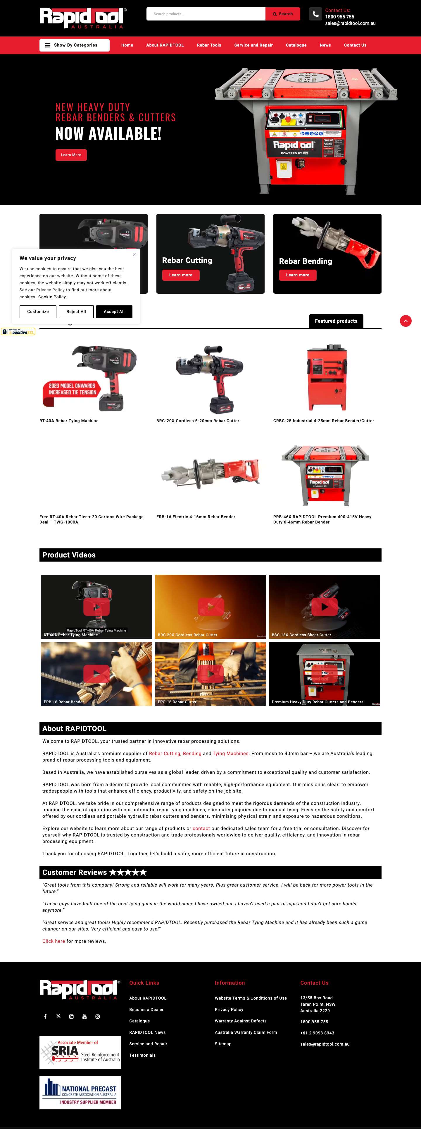 Rebar Benders | Rebar Cutters | Rebar Tiers | RAPIDTOOL - Full Screenshot