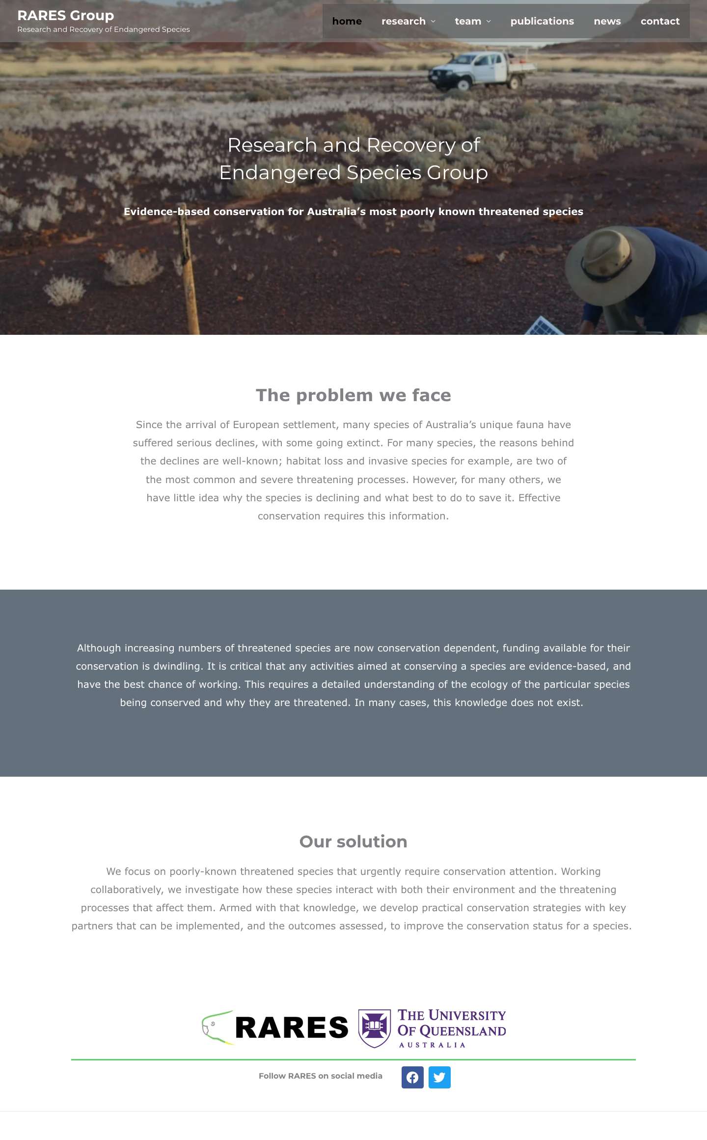 RARES Group – Research and Recovery of Endangered Species - Full Screenshot