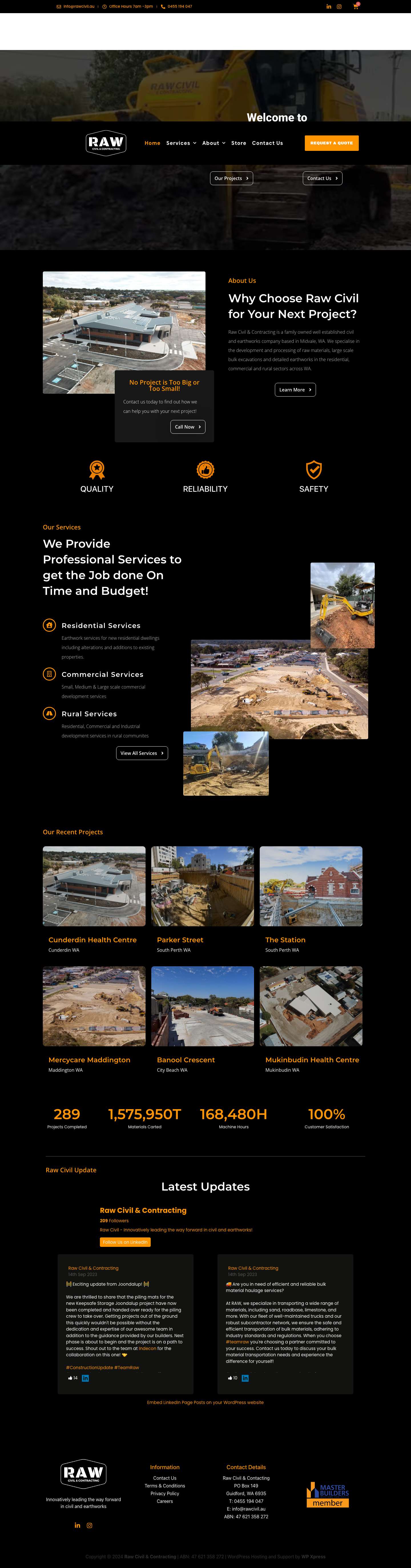 Home - Raw Civil & Contracting - Full Screenshot