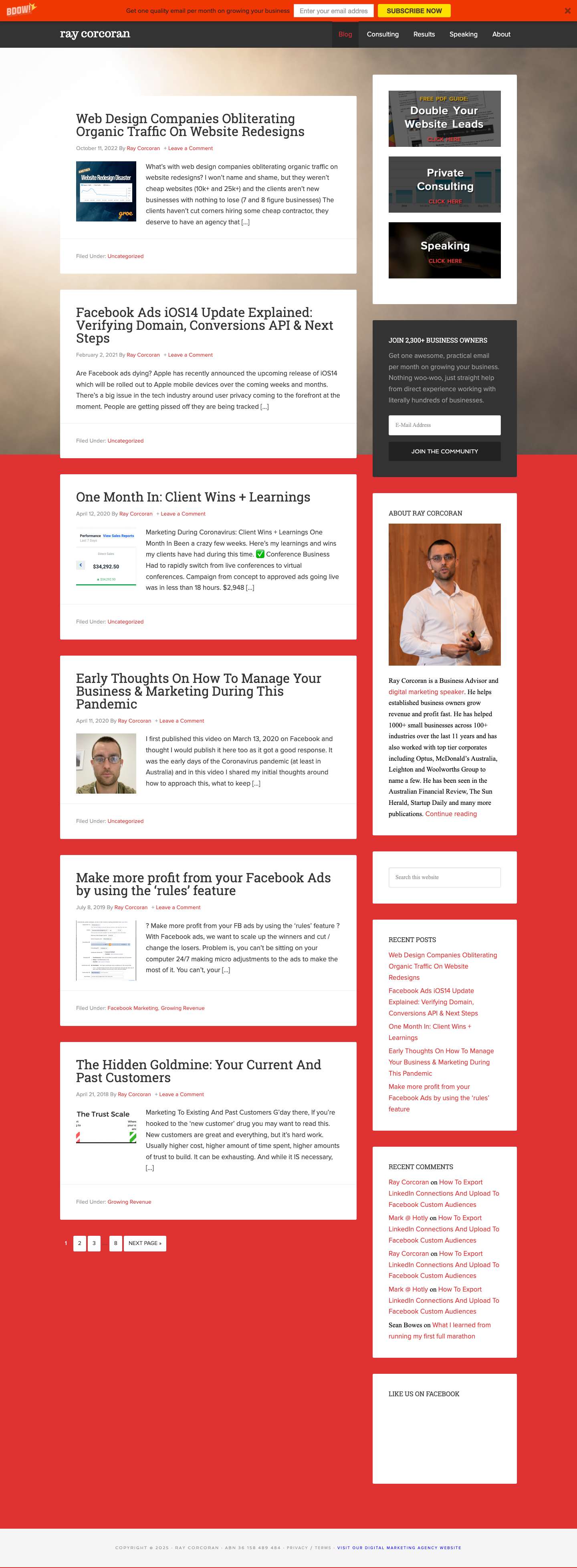 Ray Corcoran - Digital Marketing Consultant, Speaker and Business Advisor - Full Screenshot