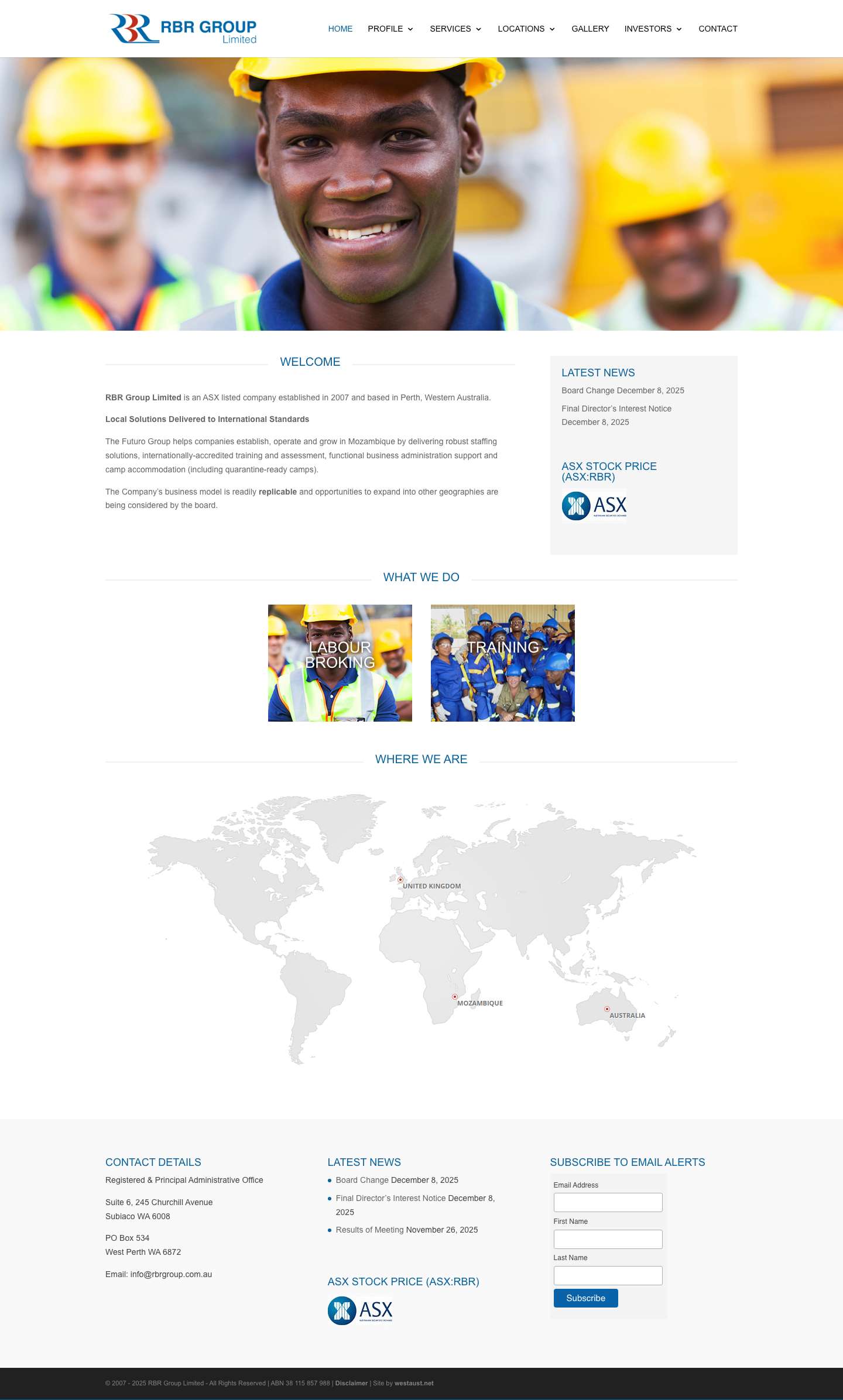 RBR Group Limited | Leading service provider to the resources, construction and oil & gas sectors - Full Screenshot