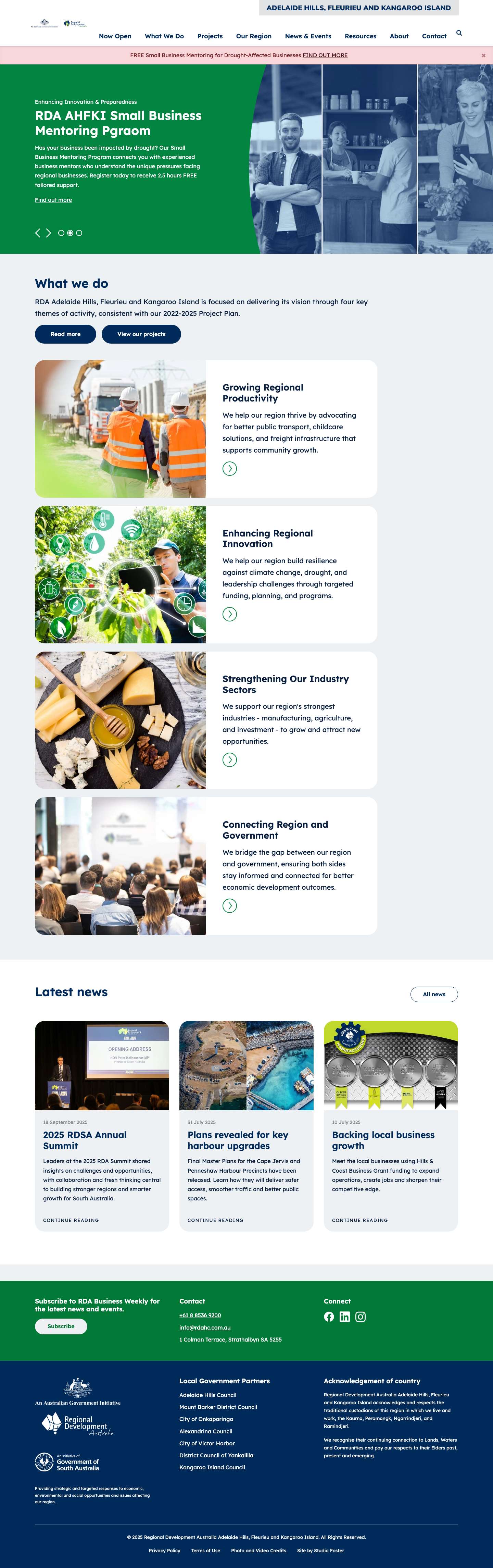 Regional Development Australia Adelaide Hills, Fleurieu and Kangaroo Island - Full Screenshot