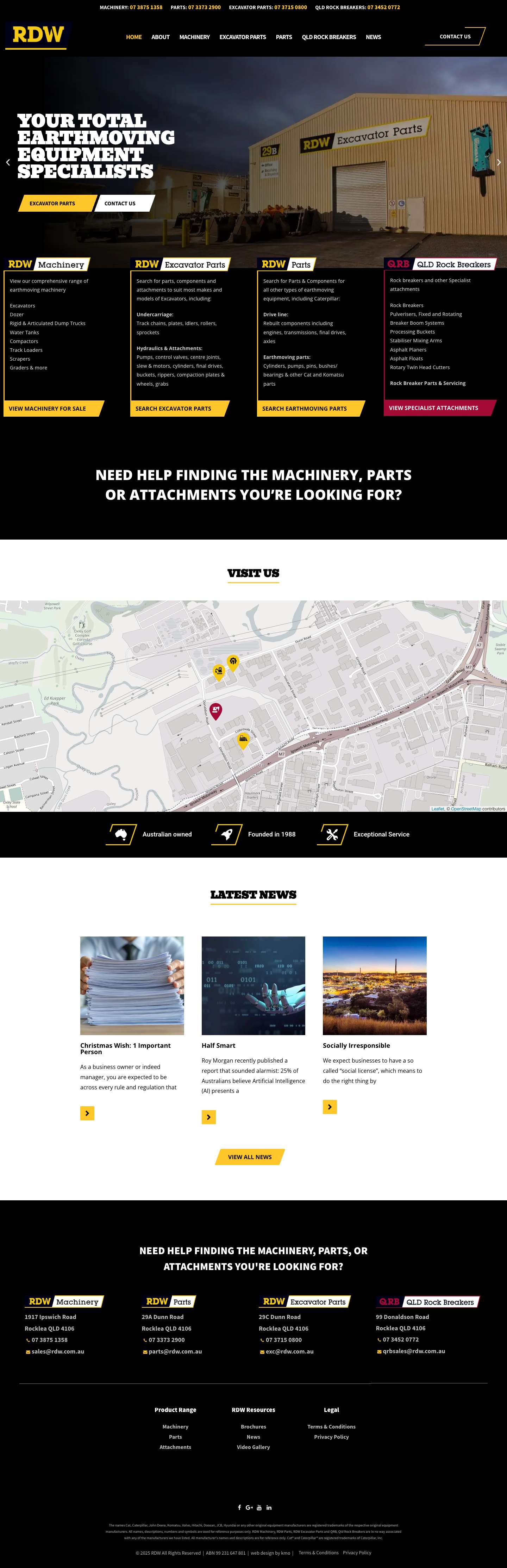 RDW Machinery | RDW Excavator Parts | Rock Breakers - Full Screenshot