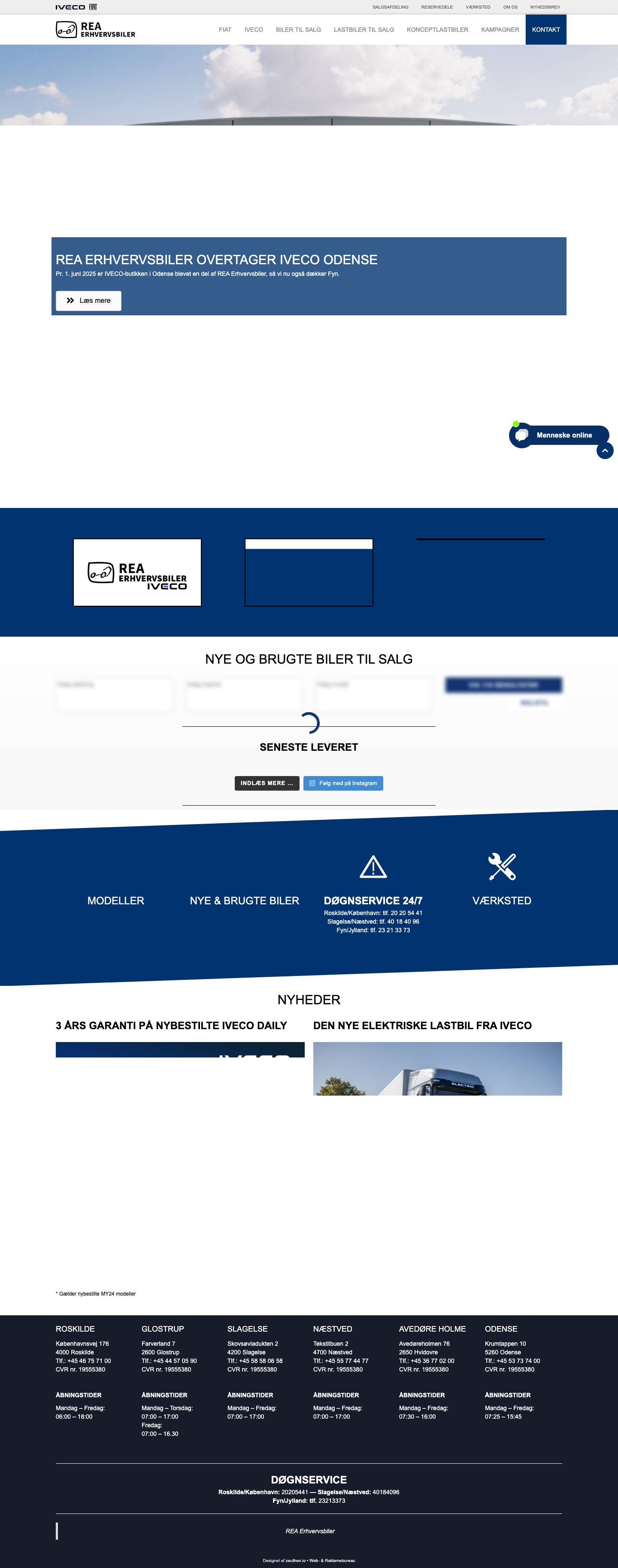 IVECO og FIAT forhandler af nye og brugte vare- og lastbiler - www.rea.asMicroHatchbackSedanStation wagonSUVEl og hybridVarebilLastbil - Full Screenshot