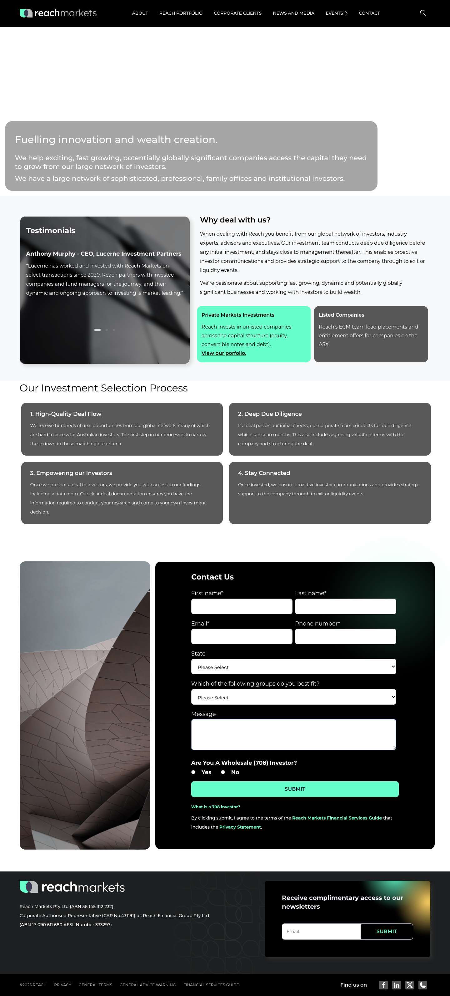 Home - Reach Markets - Full Screenshot