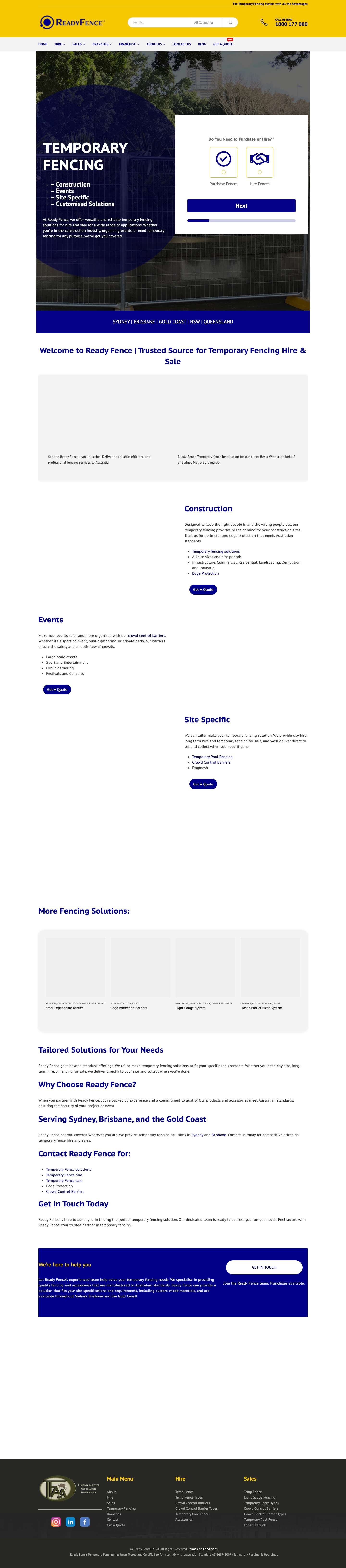 Temporary Fencing For Sale & Hire | Ready Fence - Full Screenshot