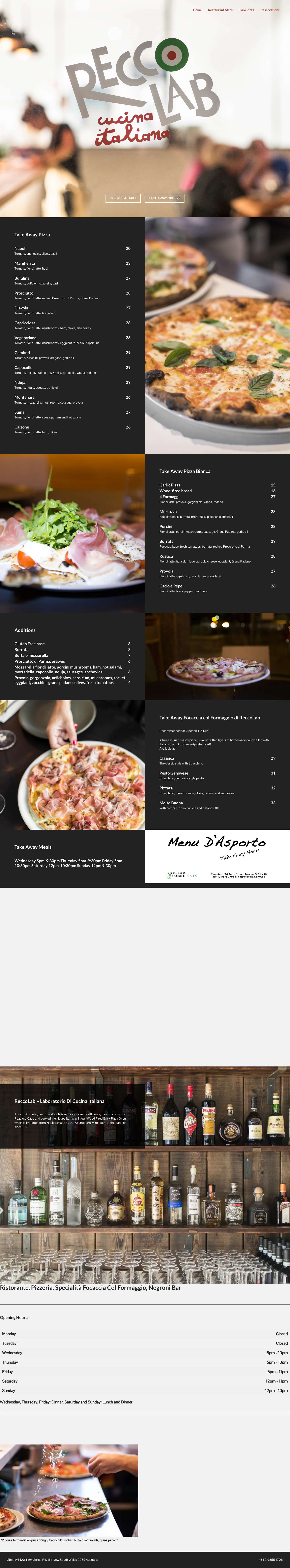 ReccoLab - Authentic Italian Wood-Fired Pizza Restaurant Rozelle - Full Screenshot